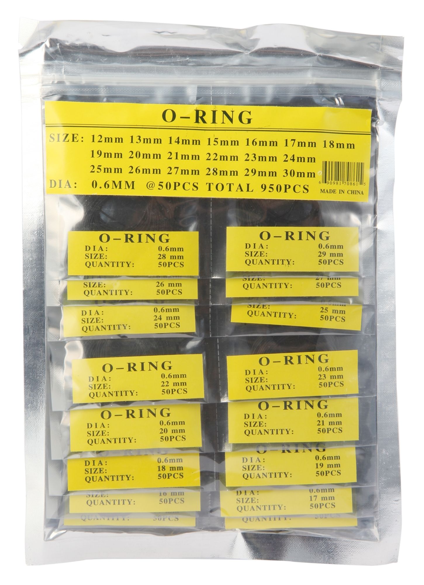Dichtungsringe für Gehäuseböden im Set, 12-30 mm, je 50 Stück, Stärke  0,6 mm