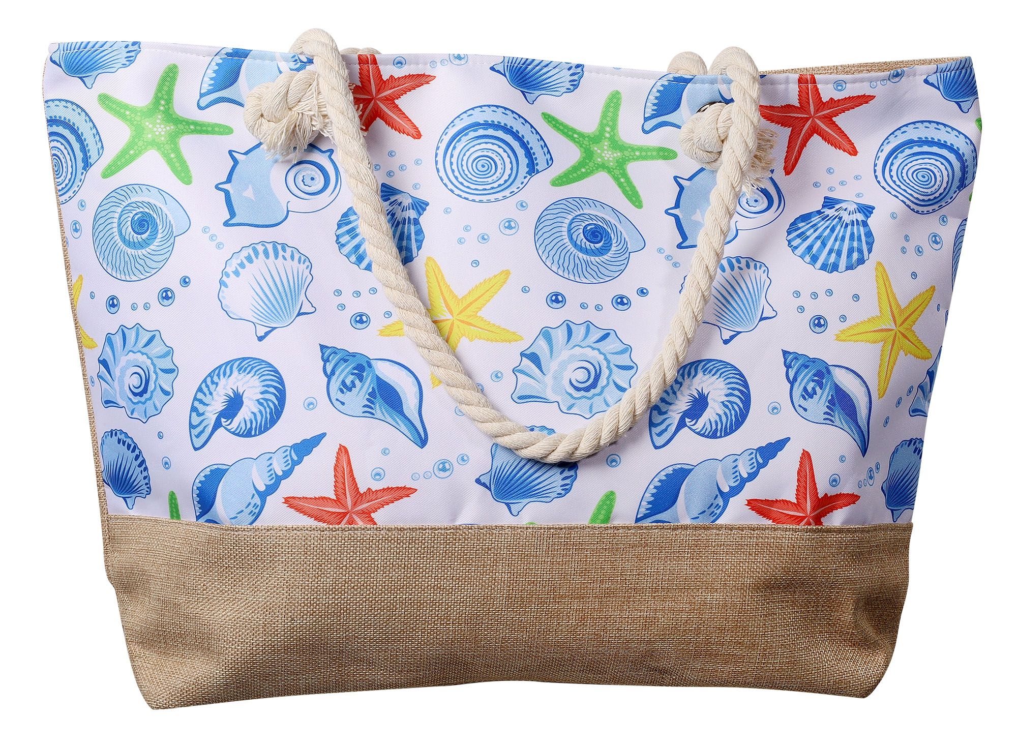 Strandtasche mit maritimen Motiven, bunt