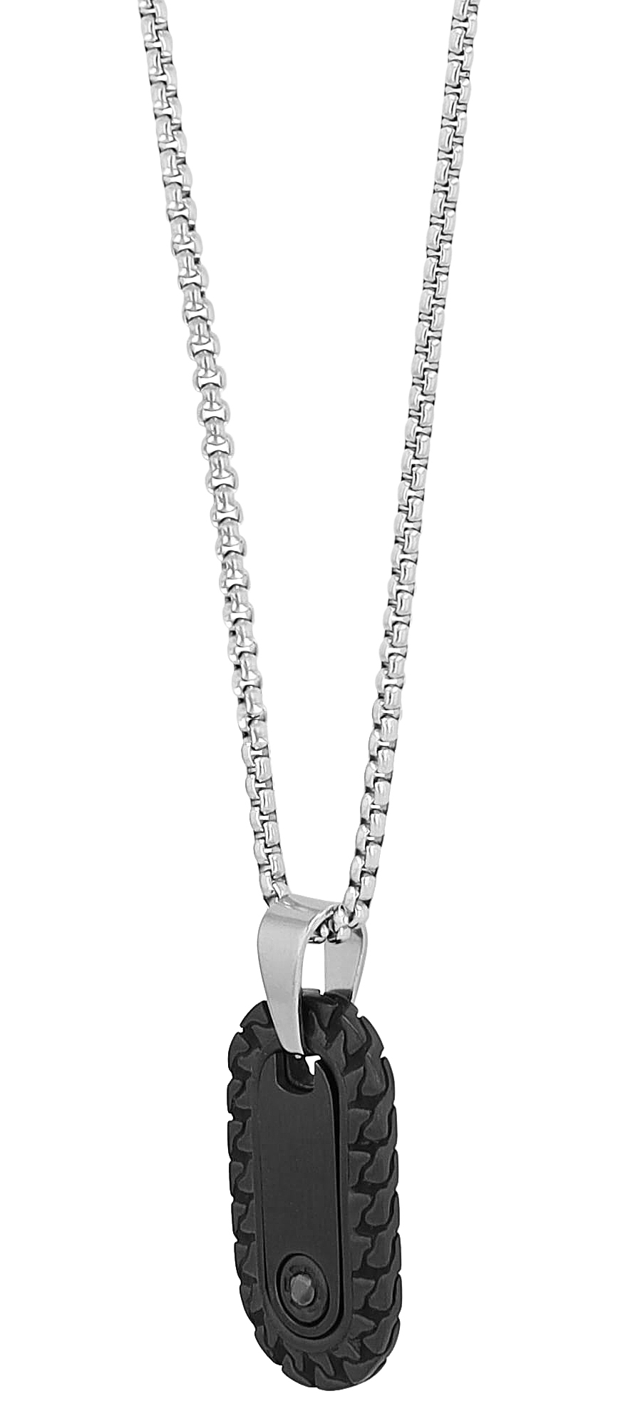 "Akua" Edelstahlkette mit Anhänger, Gravur, 60 cm, schwar