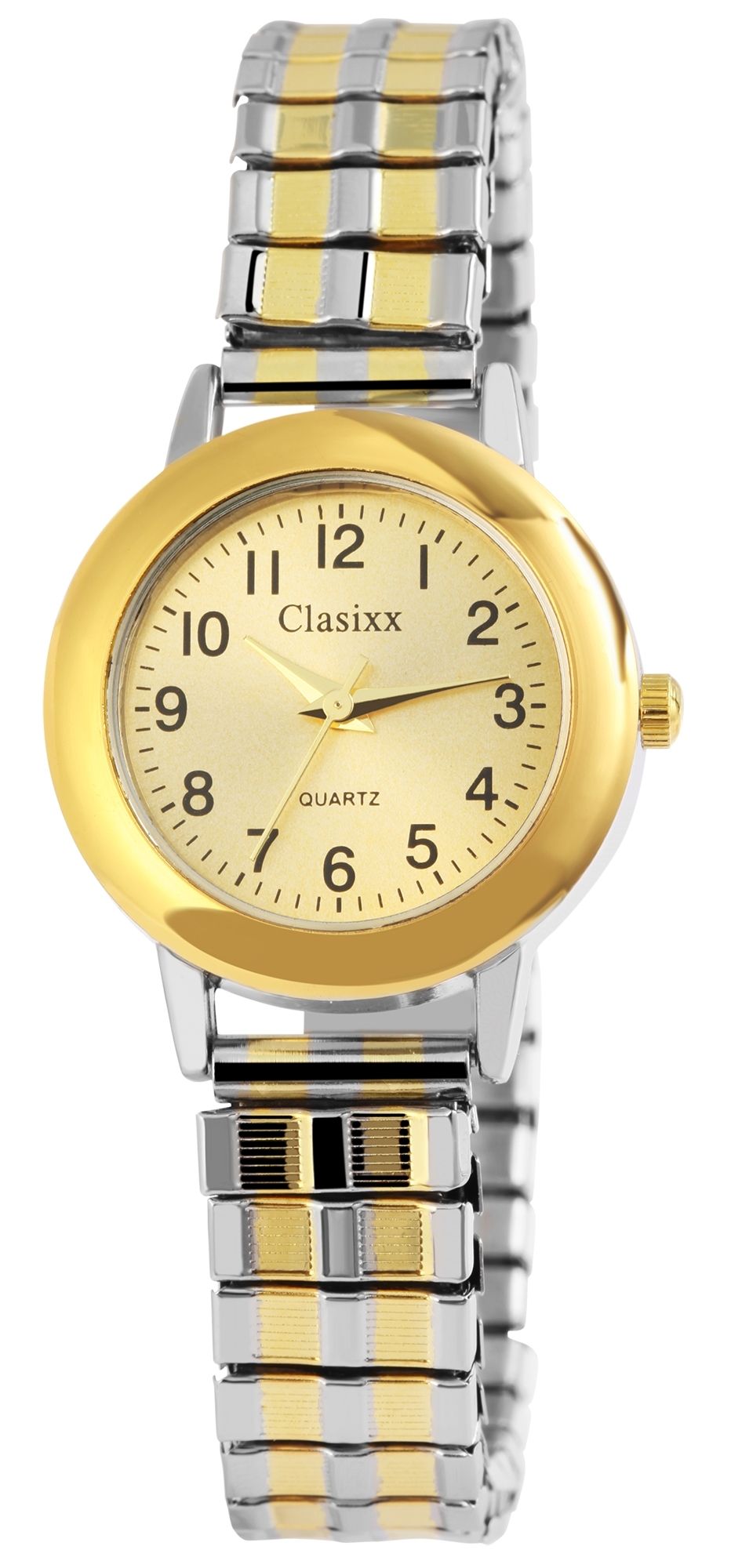 CLASIXX Damenuhr mit Edelstahl-Zugband, Ø 28 mm, bicolor/ goldfarben