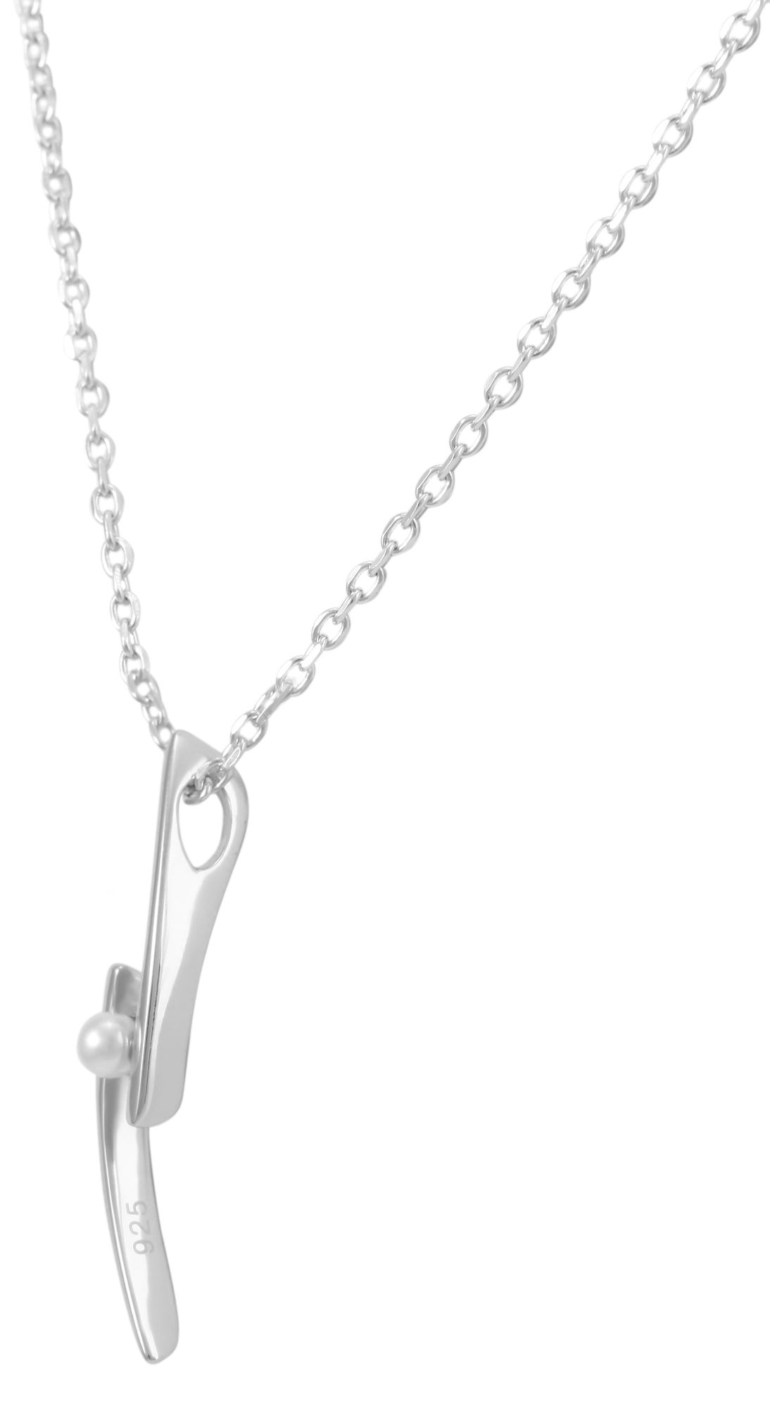 925/- Echt Silber Anhänger ohne Kette "Rodina", halbrunde Elemente mit Perle, 925/rhodiniert