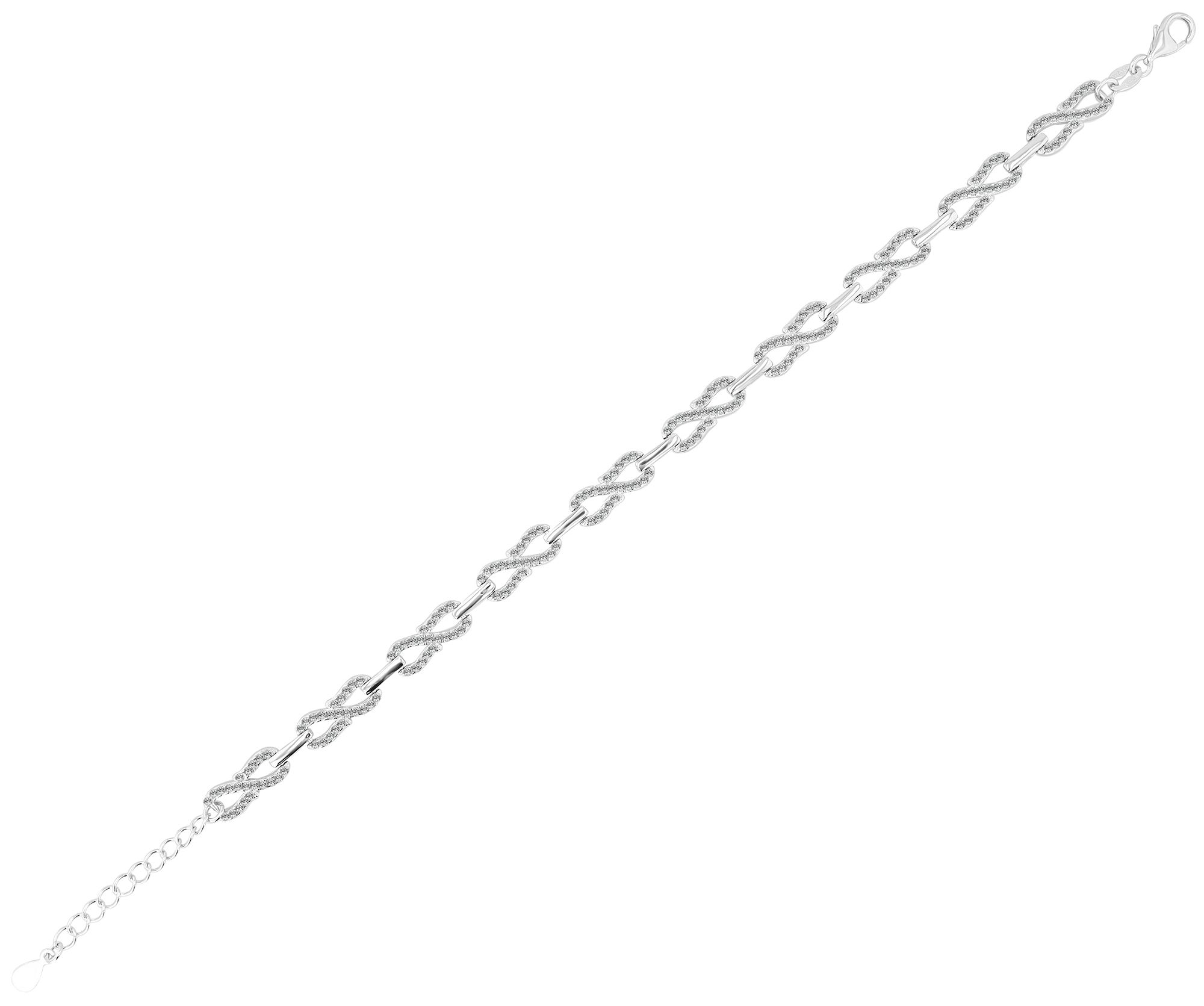 925/- Echt Silber Infinity-Armband "Milana", 18 + 3 cm, rhodiniert