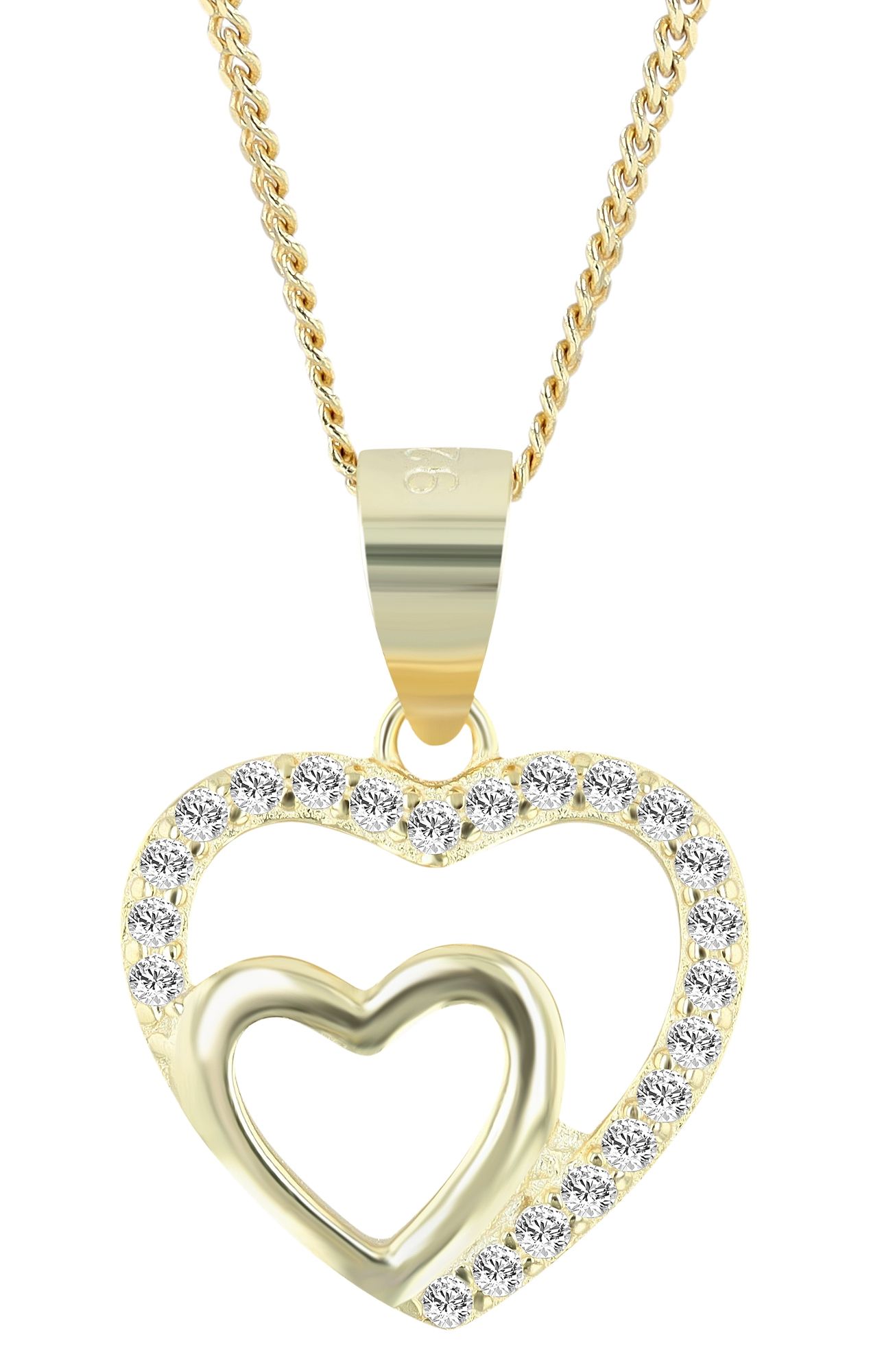 "Cariela" 925/- Echt Silber Anhänger - Herz (o. Kette) , Zirkonia, vergoldet
