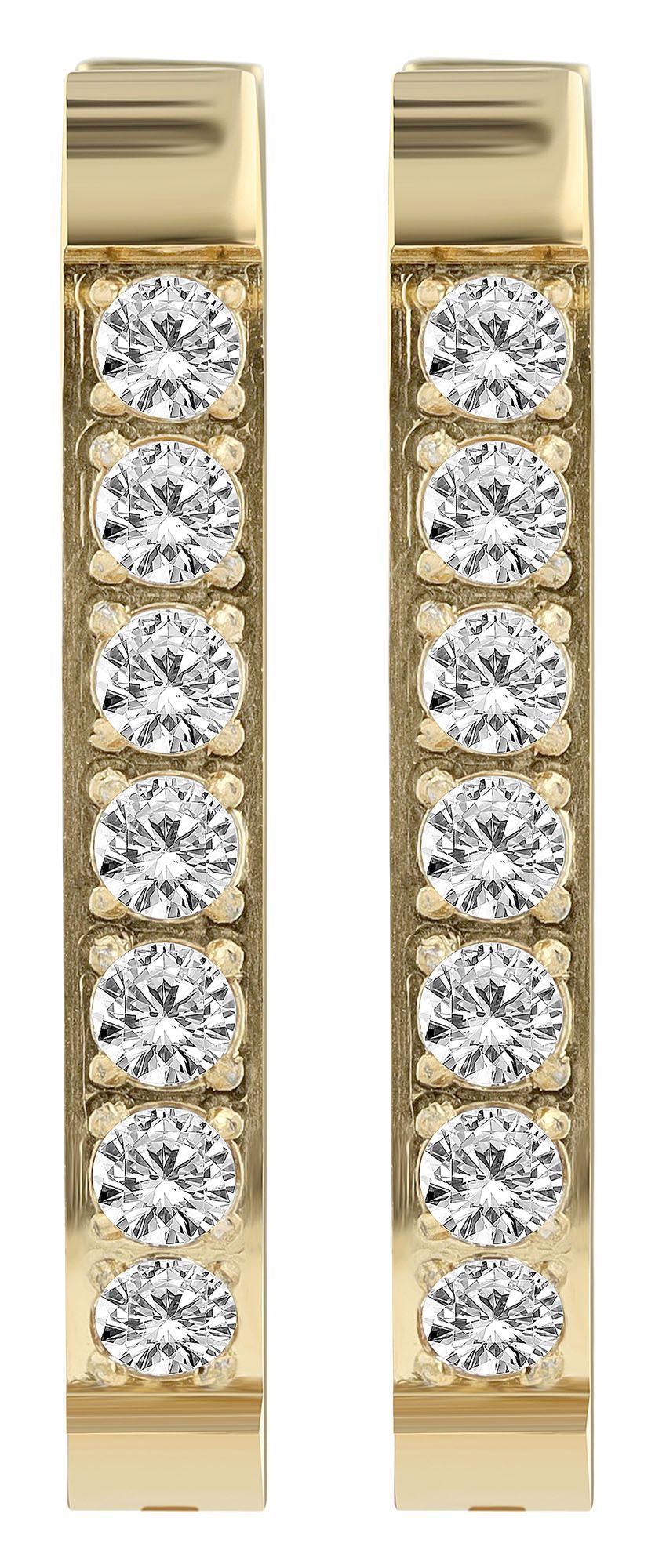 Akzent Klapp-Creolen "Zaria", Edelstahl mit Besatz, oval, goldfarben