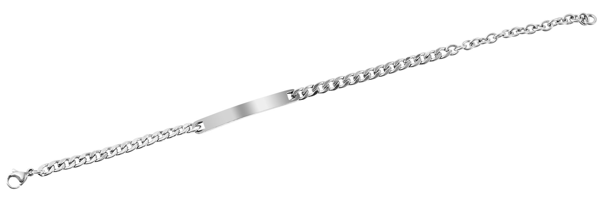 Raptor Panzerarmband aus Edelstahl, Gravurplatte, 16+5cm, silberfarben