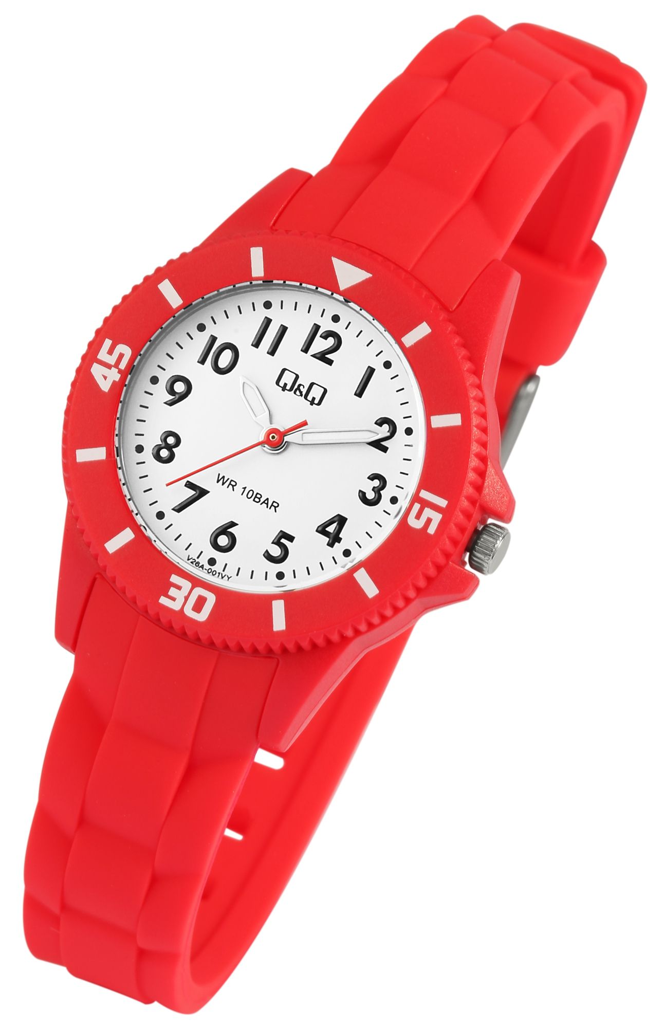Q&Q Kinder-/Jugenduhr mit Silikonarmband, 10 ATM, rot