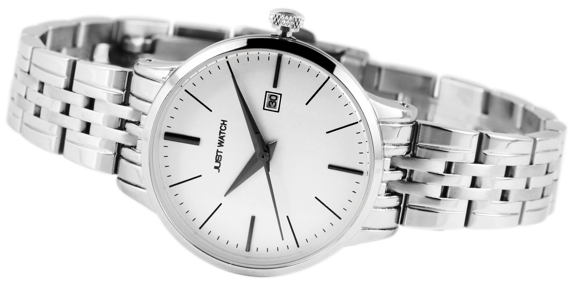 Just Watch Damenuhr "Elizabeth", Edelstahlarmband, Ø 31 mm, silberfarben/weiß