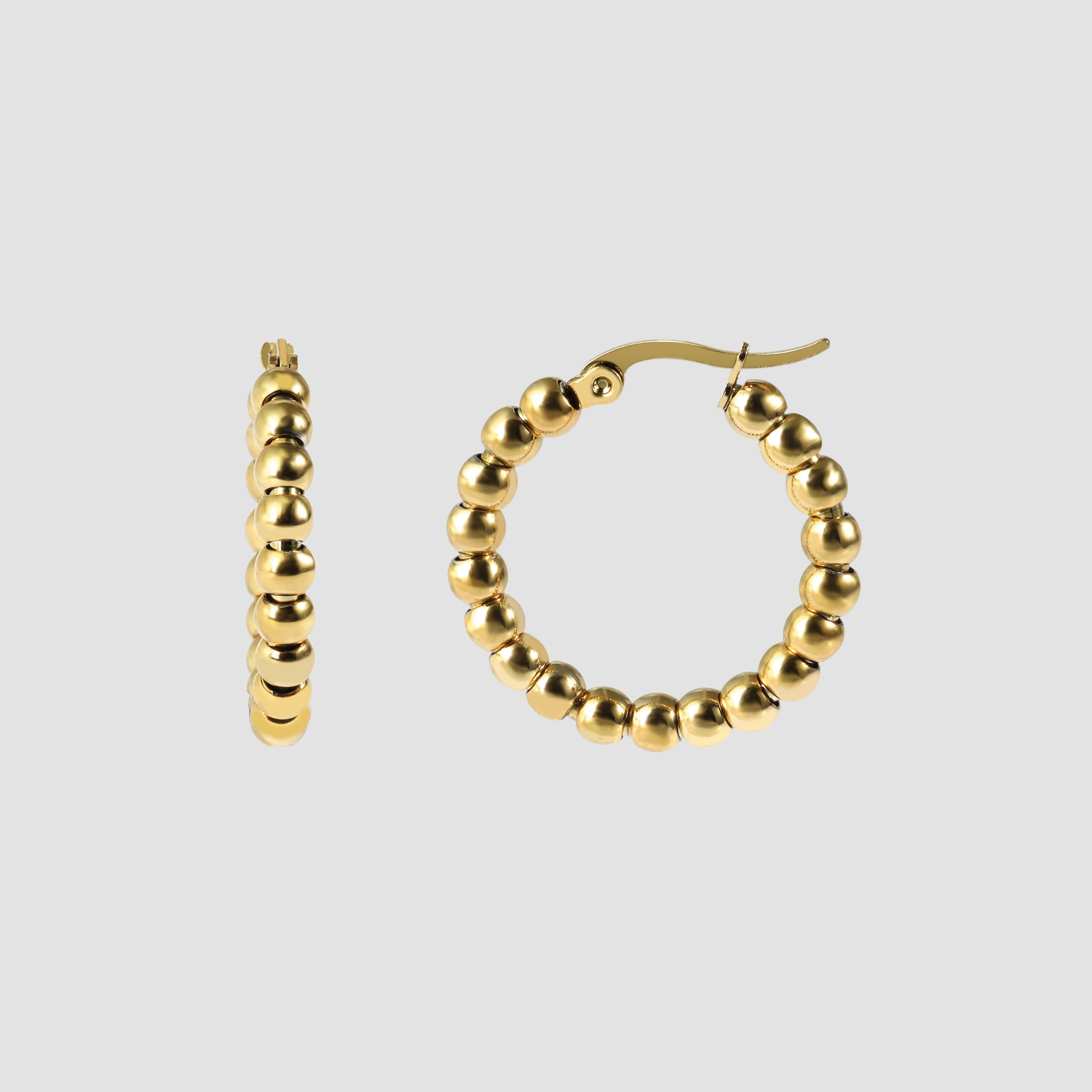 "Korinna" Edelstahl Creolen - Kugel-Design, Ø 20mm/ 4mm, goldfarben