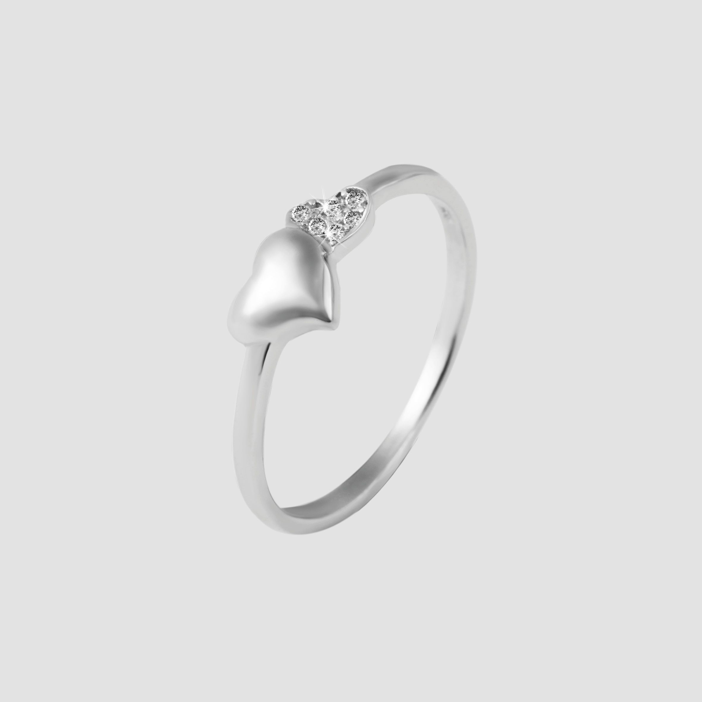 "Henny" 925/- Echt Silber Damenring Gr 54 - Herz, Zirkonia, rhodiniert