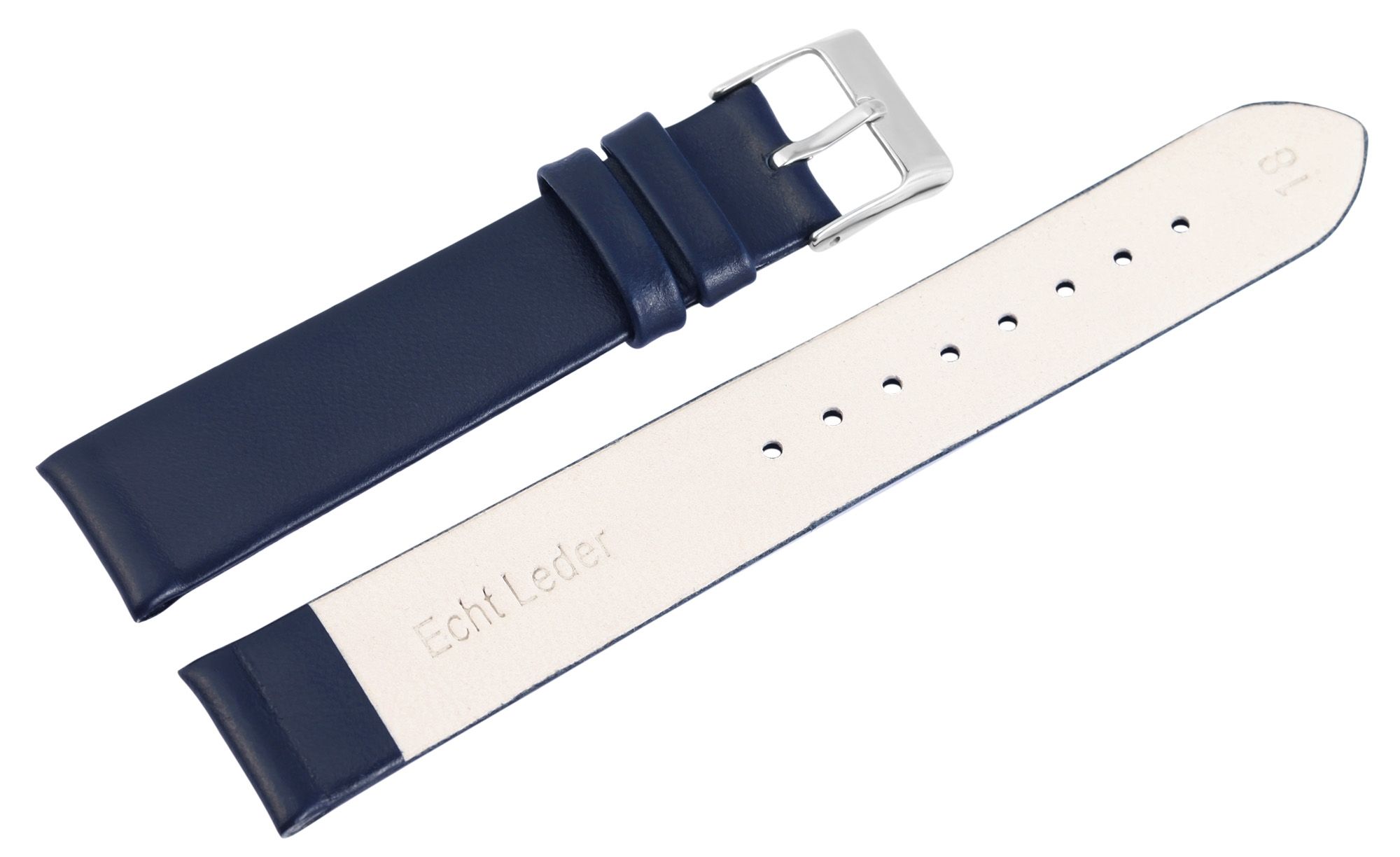 Echtleder-Uhrenarmband, dunkelblau, 20 mm