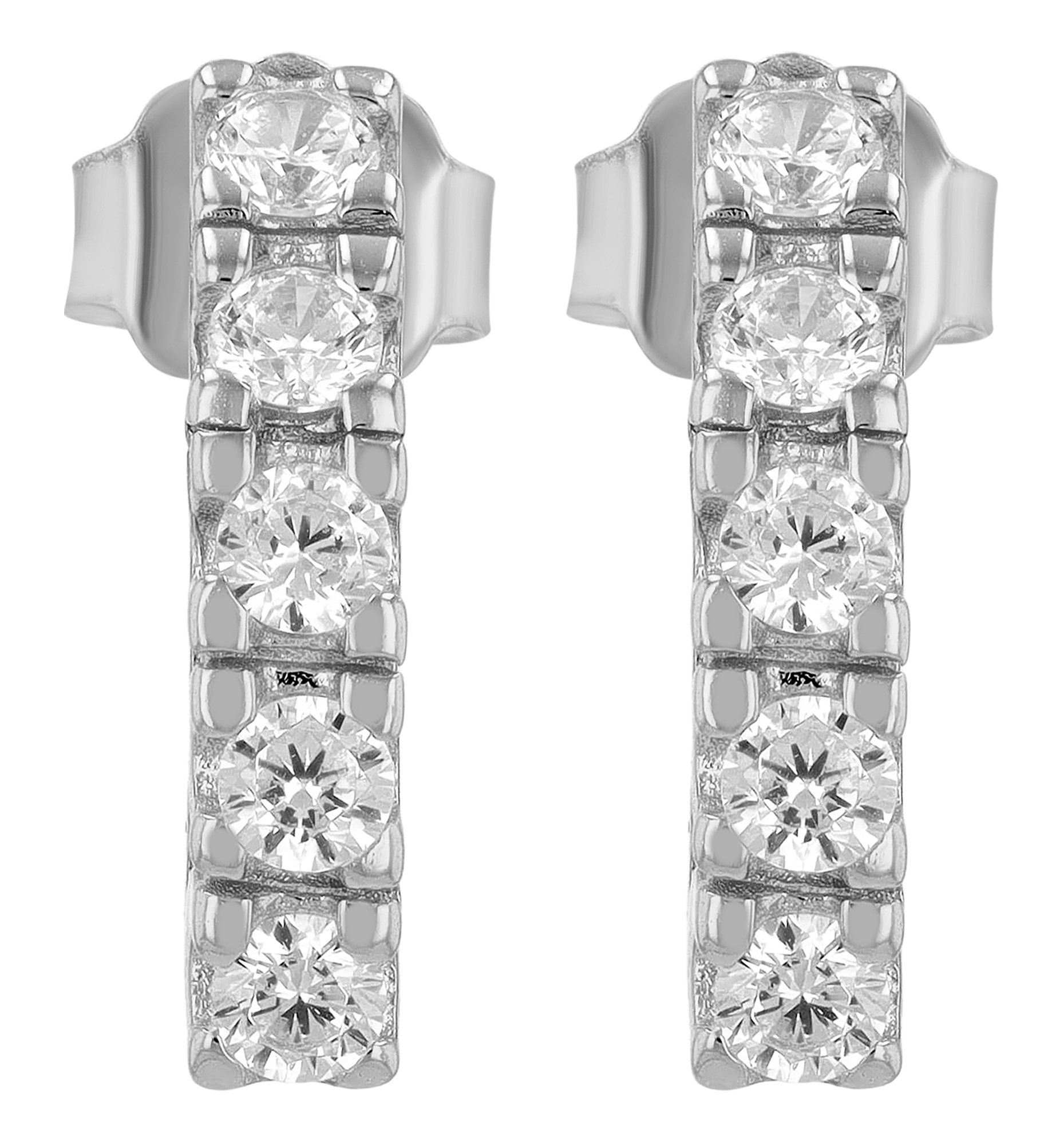 Insa 925/- Echt Silber Ohrstecker; Zirkonia, silberfarben rhodiniert