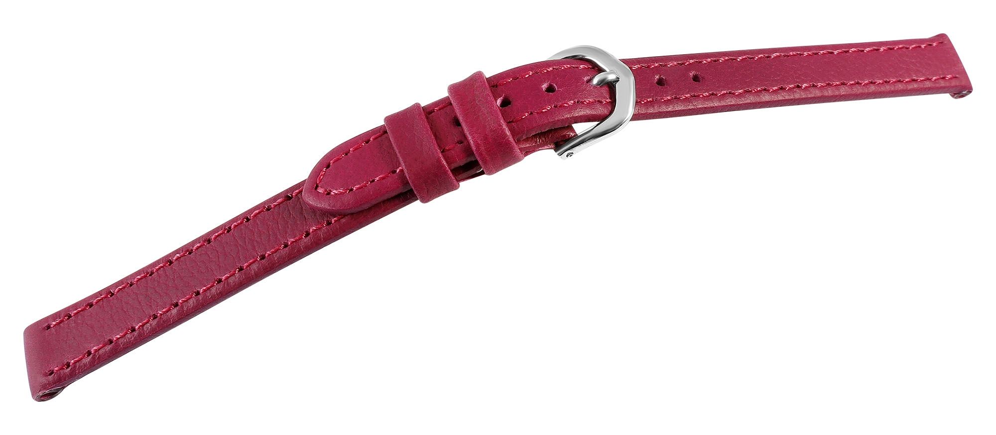 Echtleder-Uhrenarmband "super-soft", fuchsia-pink, Naht, 10 mm