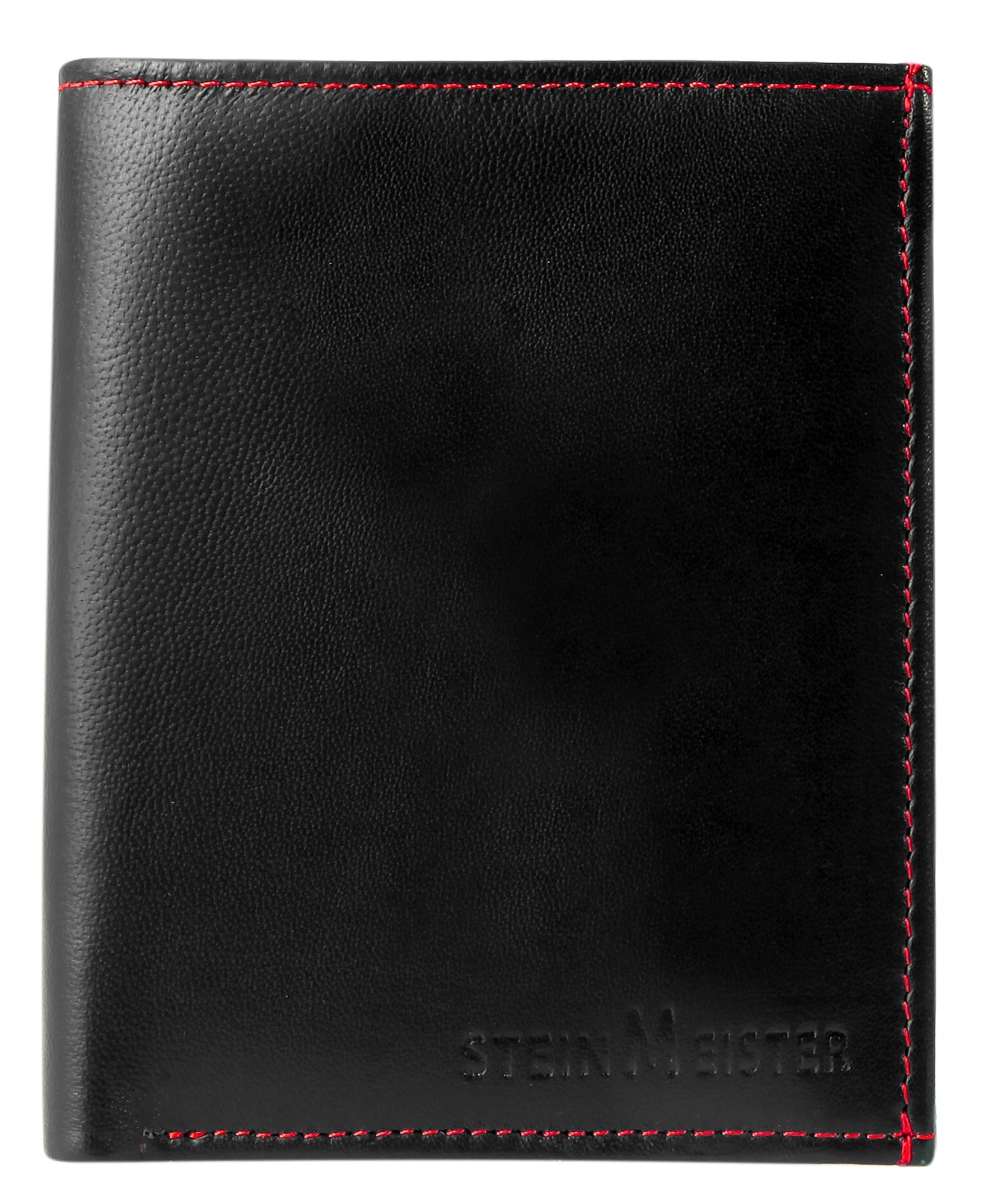 Steinmeister Geldbörse aus Echtleder, Hochformat, schwarz/rot
