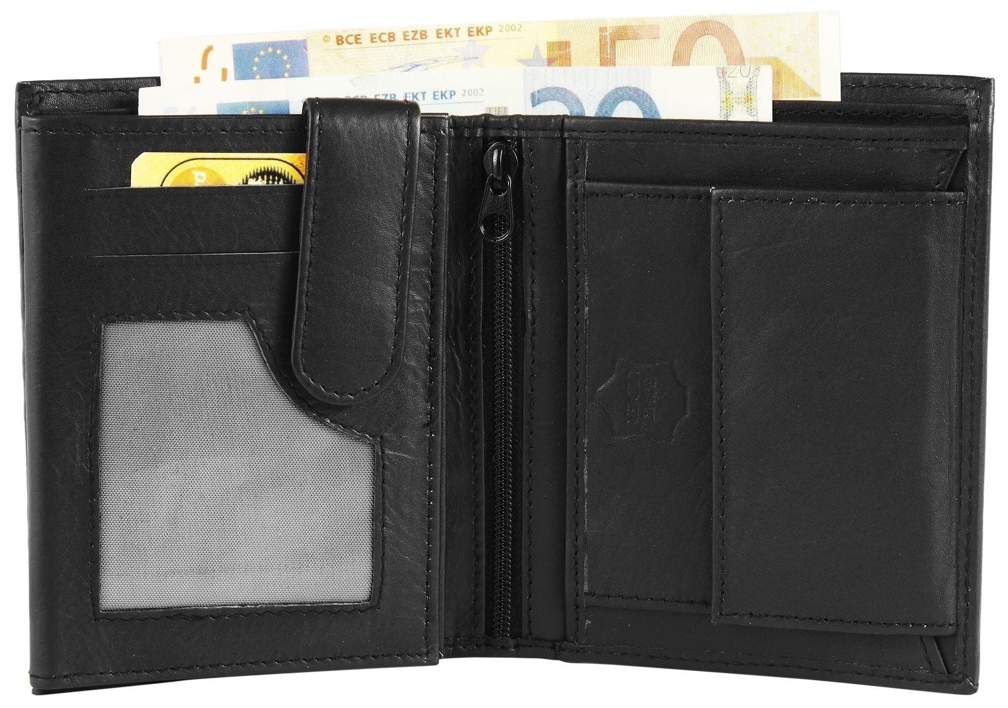 Excellanc Herren Geldbörse aus Echtleder in schwarz. Format 10 x 12 cm.