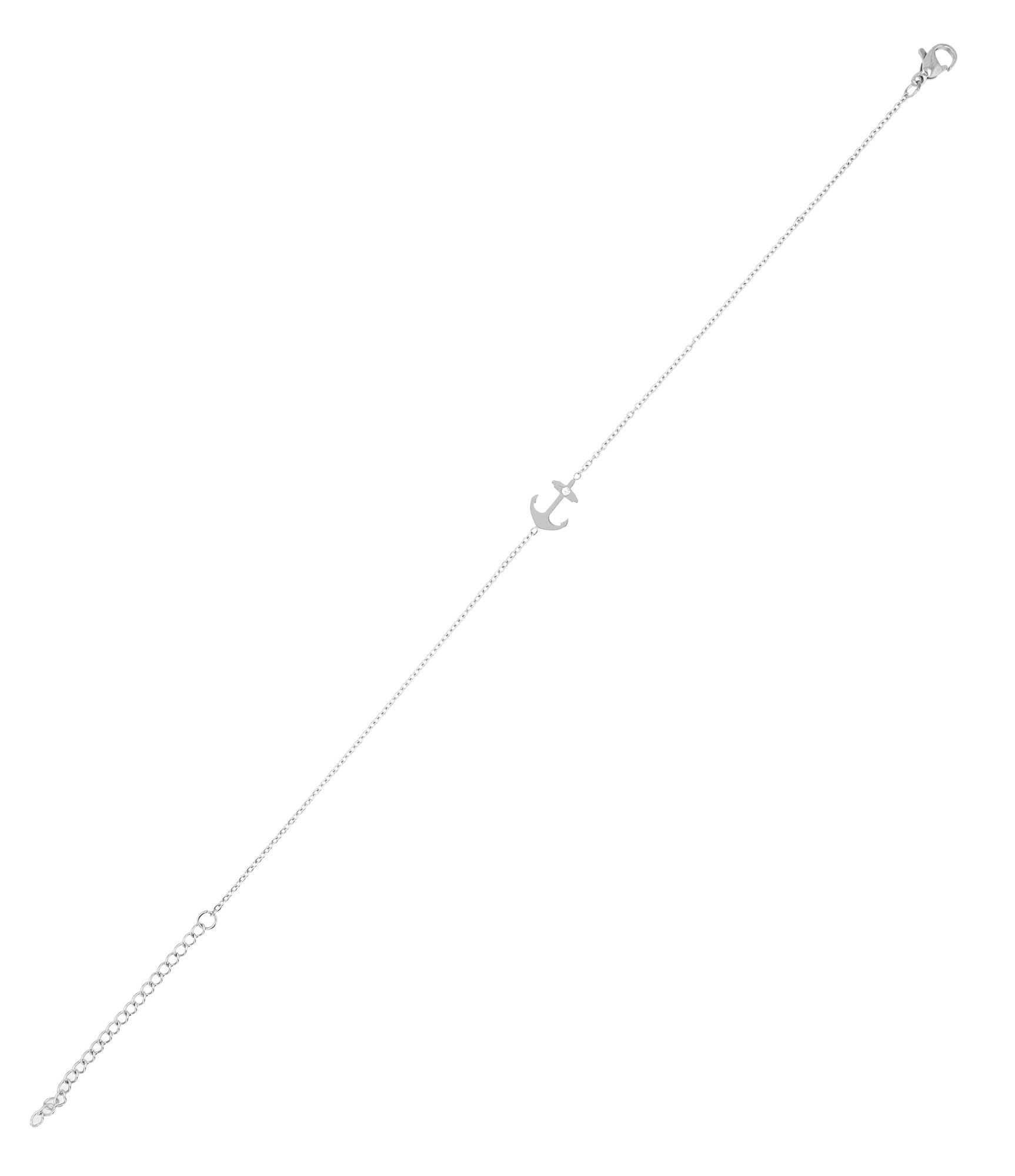 Akzent Fußkettchen "Vega" mit Anker, Edelstahl, 21+5 cm, silberfarben