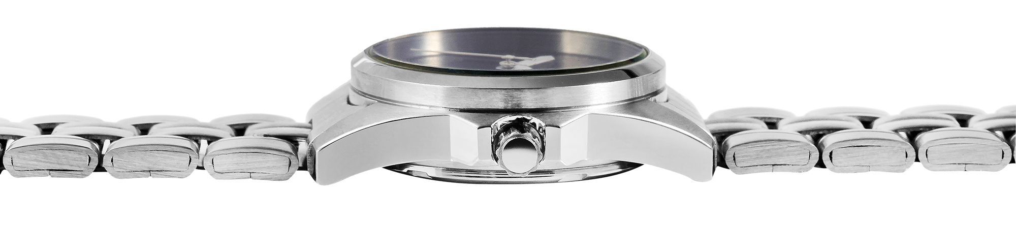 Just "Esrah" Edelstahl Damenarmbanduhr, 3-Zeiger, Datumsanzeige, silberfarben/ schwarzes ZB