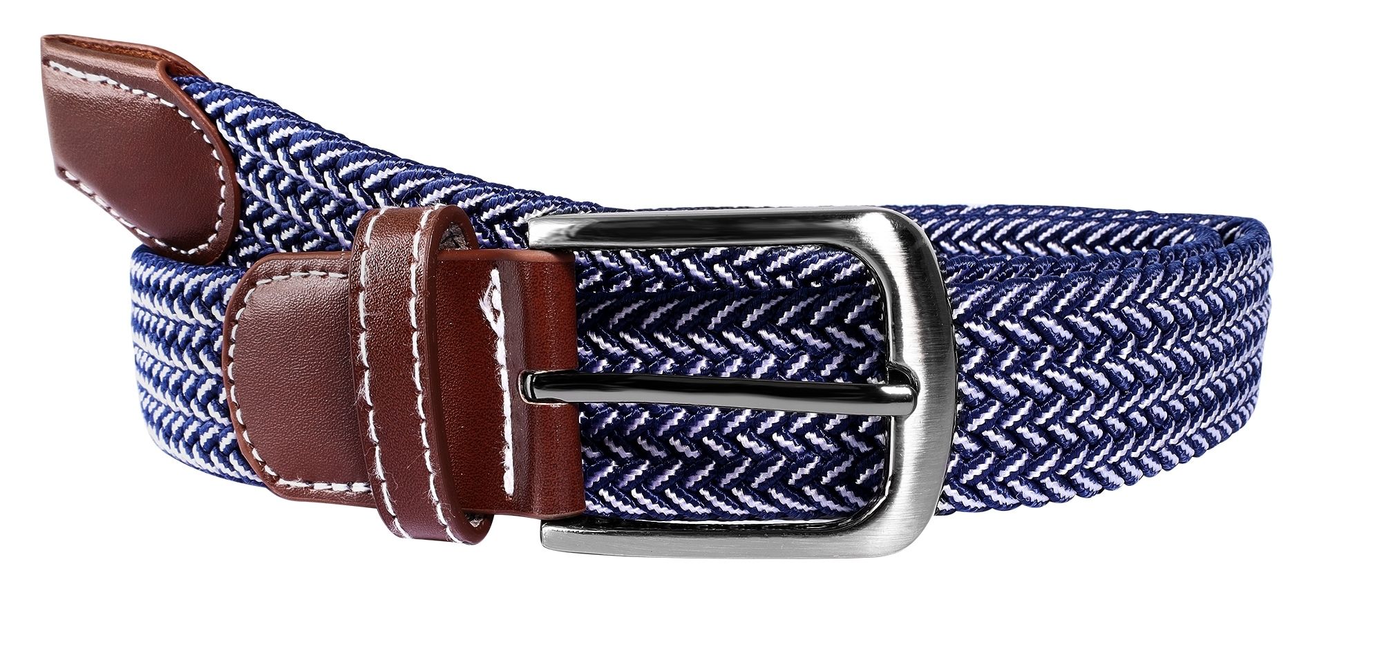 Textilgürtel geflochten (blau/ weiß), Länge 120 cm (L)