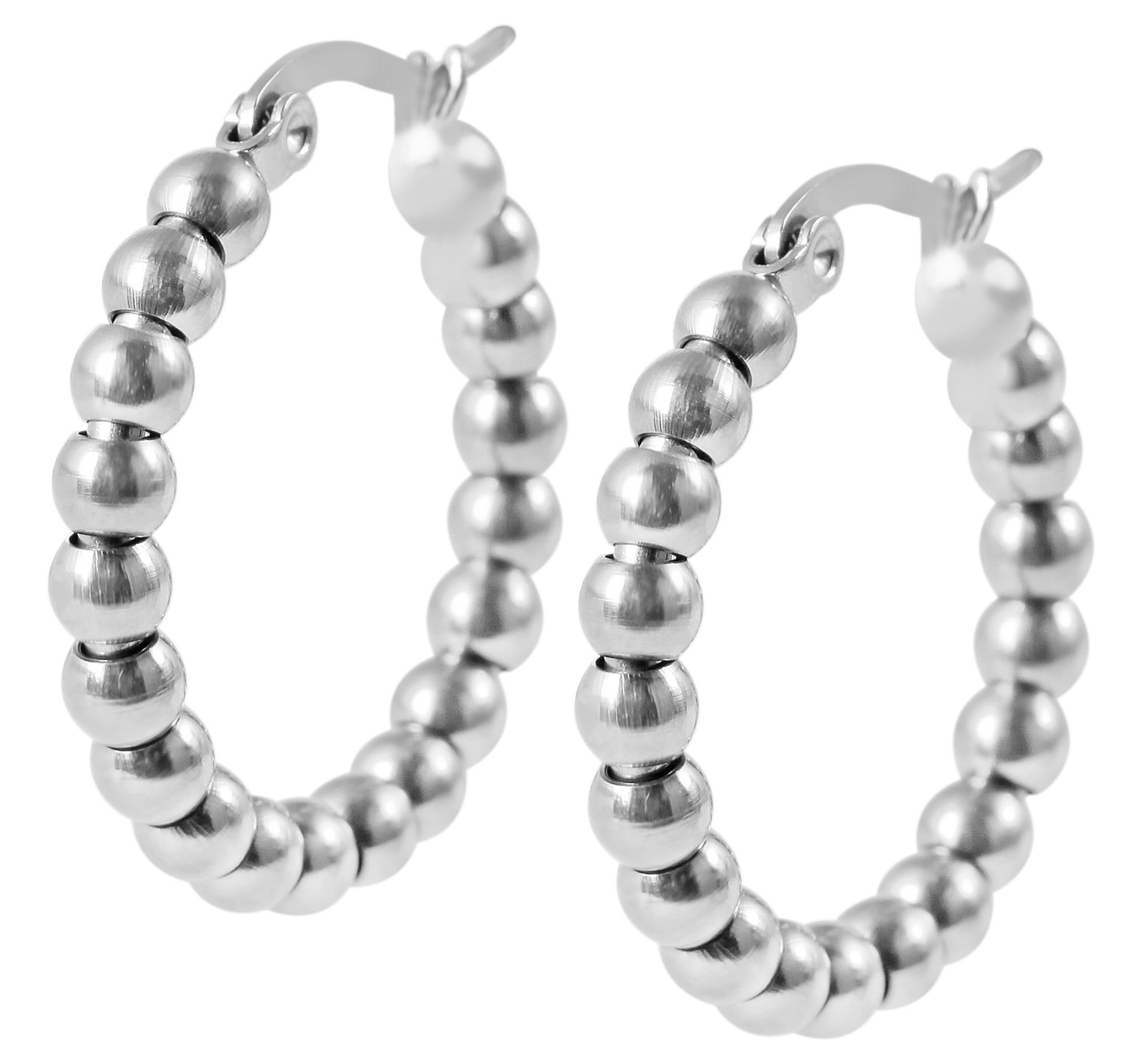 "Korinna" Edelstahl Creolen - Kugel-Design, Ø 20mm/ 4mm, silberfarben