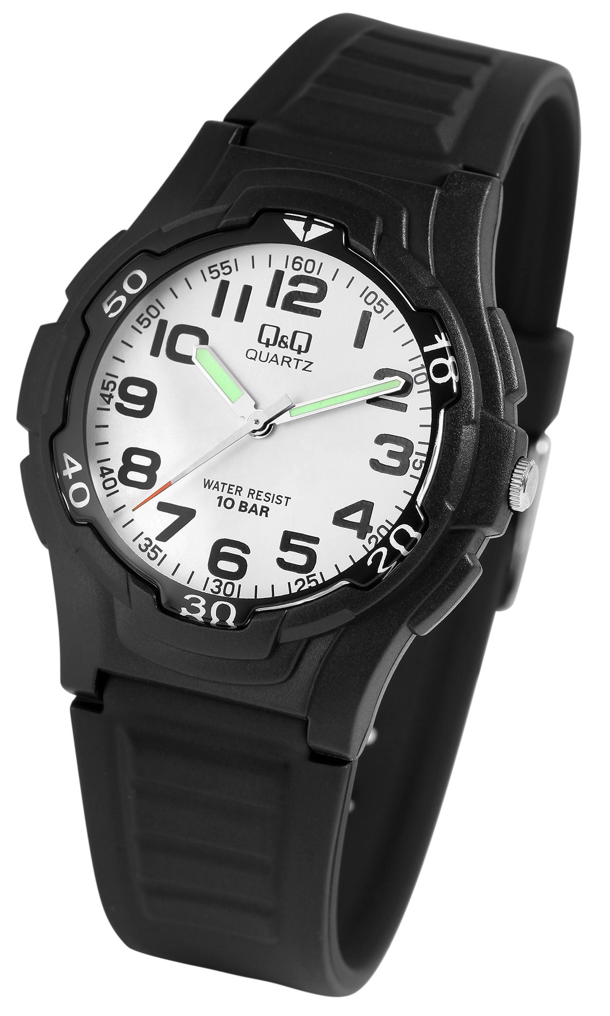 Q&Q Herrenuhr mit Silikonarmband, Ø 40 mm, schwarz/ weiß