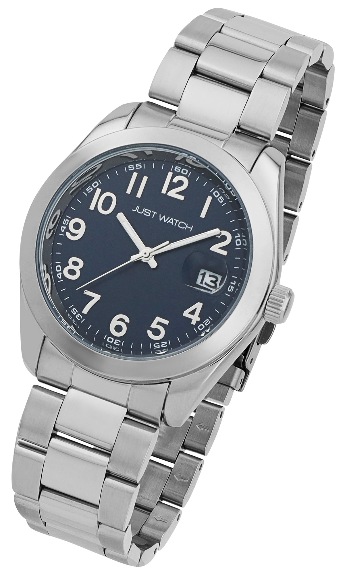 JUST WATCH Herrenuhr "Mats" mit Edelstahlband, Ø 41 mm, silberfarben/blau, 5ATM