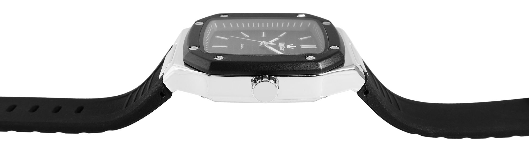 "Dozer" King Star Herrenuhr mit Silikonband, schwarz/ silberfarben
