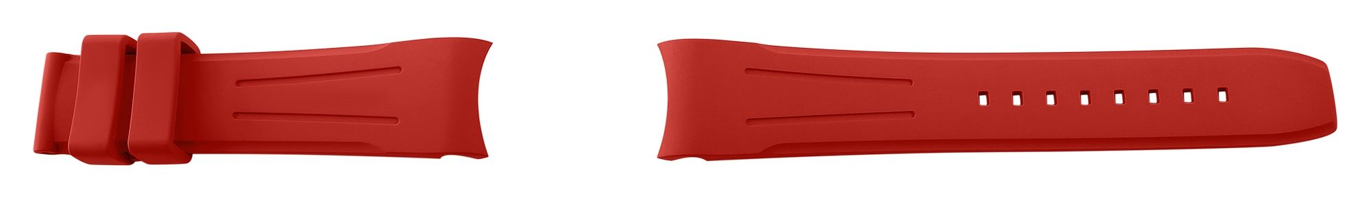 FKM Kautschuk-Uhrenarmband, Dornschließe, 20 mm, rot, (FKM= Fluorelastomer-Kautschuk)