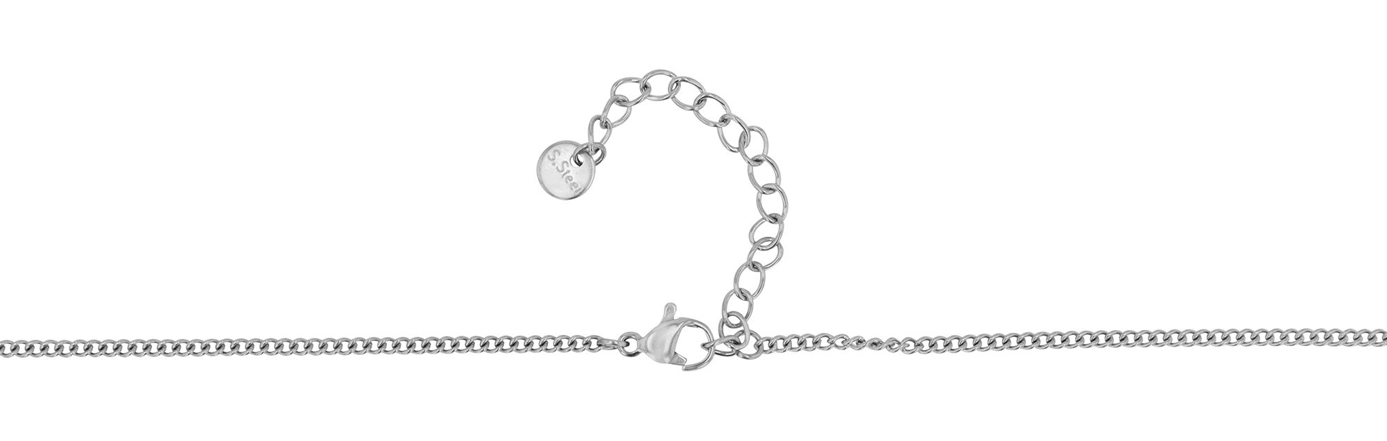 "Nilo"Edelstahl Kette mit Anhänger- Schmetterling, 43 cm + 5 cm, silberfarben