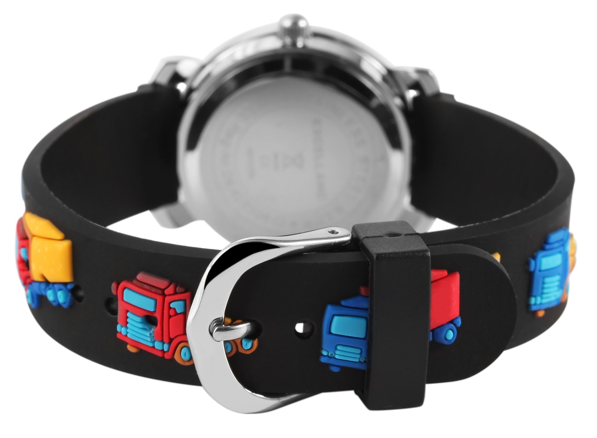 Excellanc Kinderarmbanduhr, Silikonarmband, silberfarbig/schwarz/rot