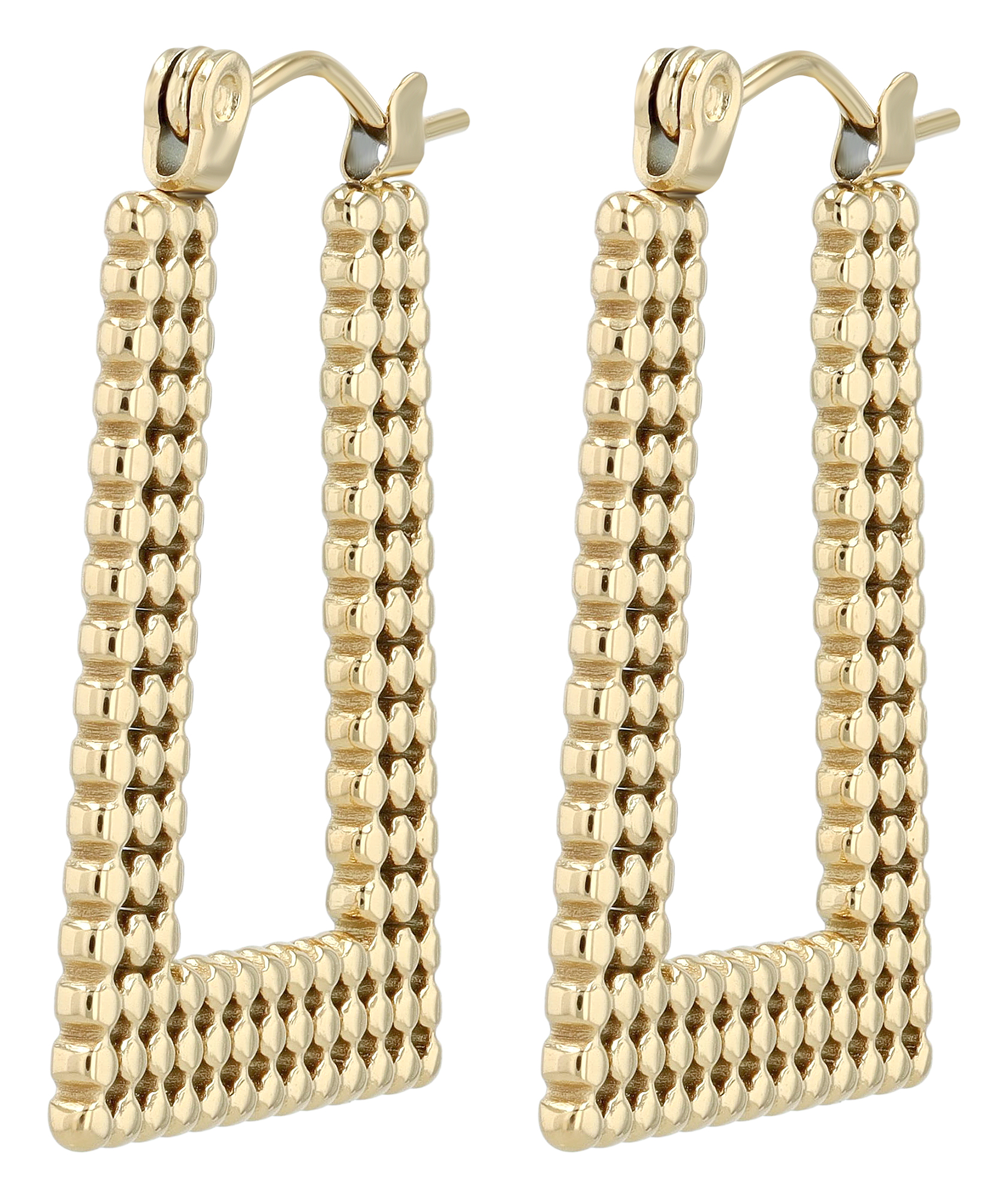 "Molli" Edelstahl Statement-Creolen, Rechteckform 27 x 20 mm, goldfarben