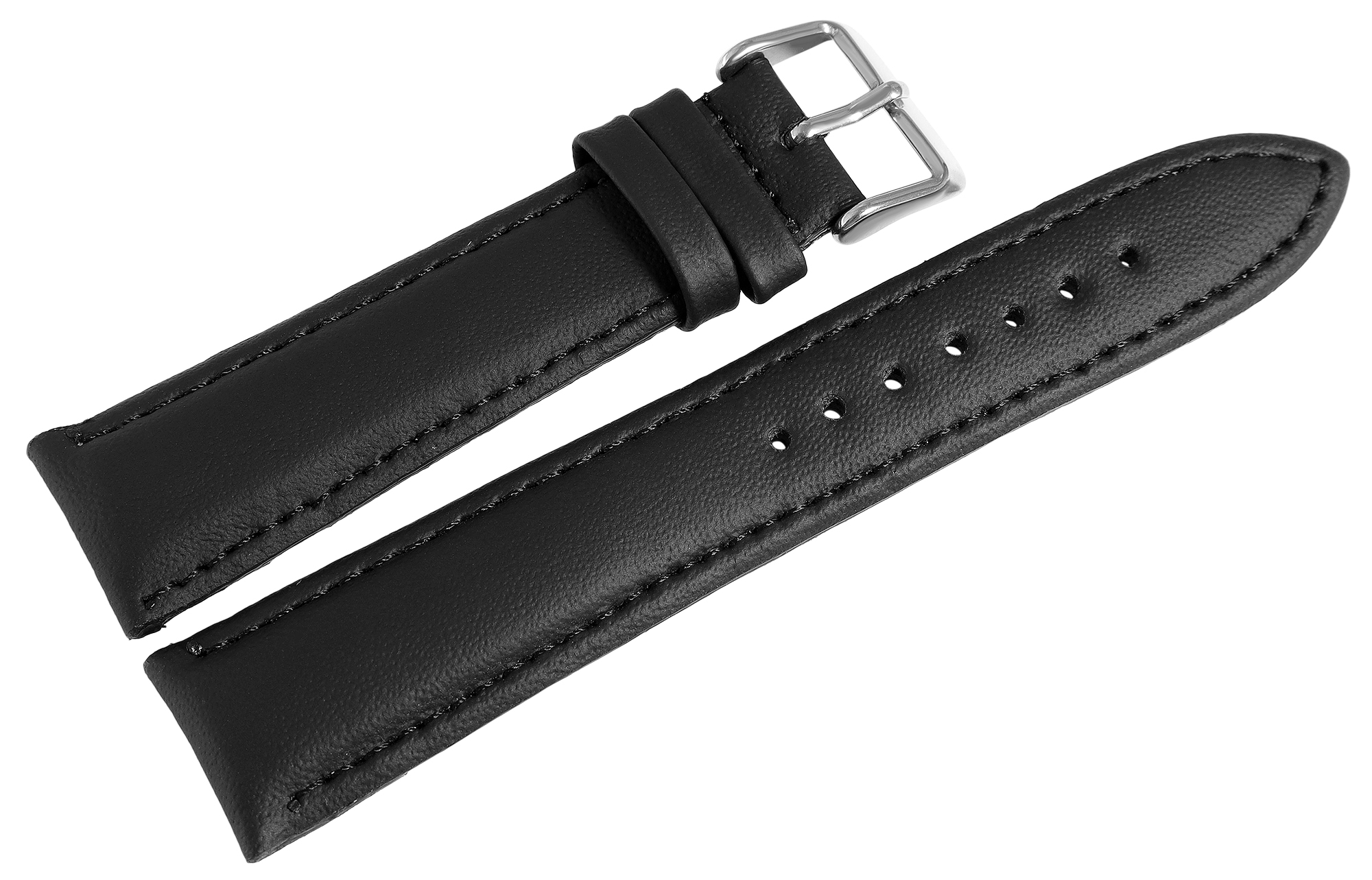 Echtleder Uhrenarmband, schwarz, gepolstert, VE-6
