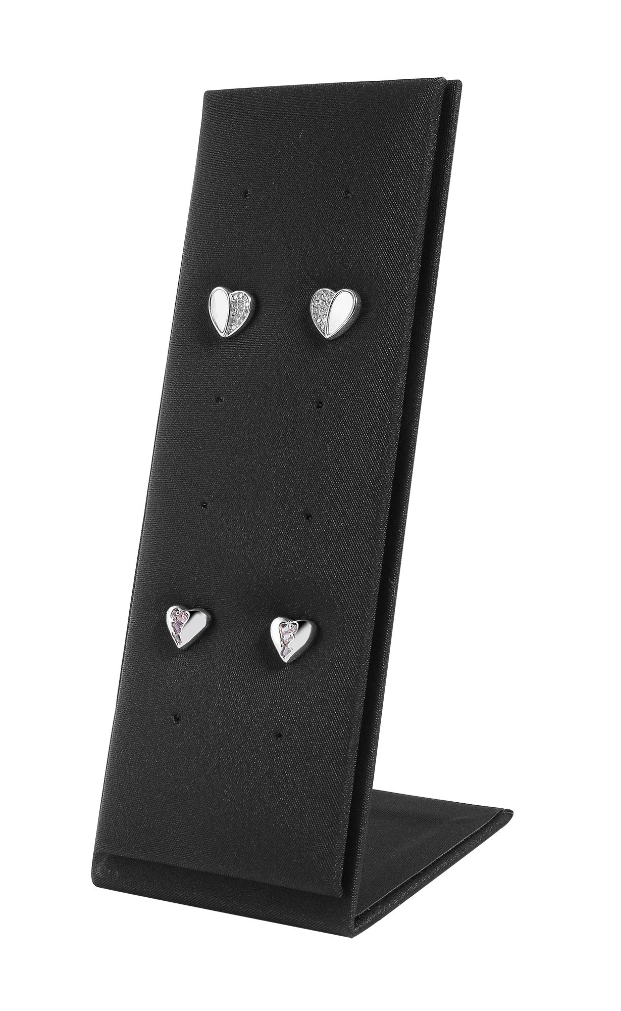 Aufsteller für 6 Paar Ohrstecker (Dekoserie Soft), PU-bezogen, 13,7 cm, schwarz