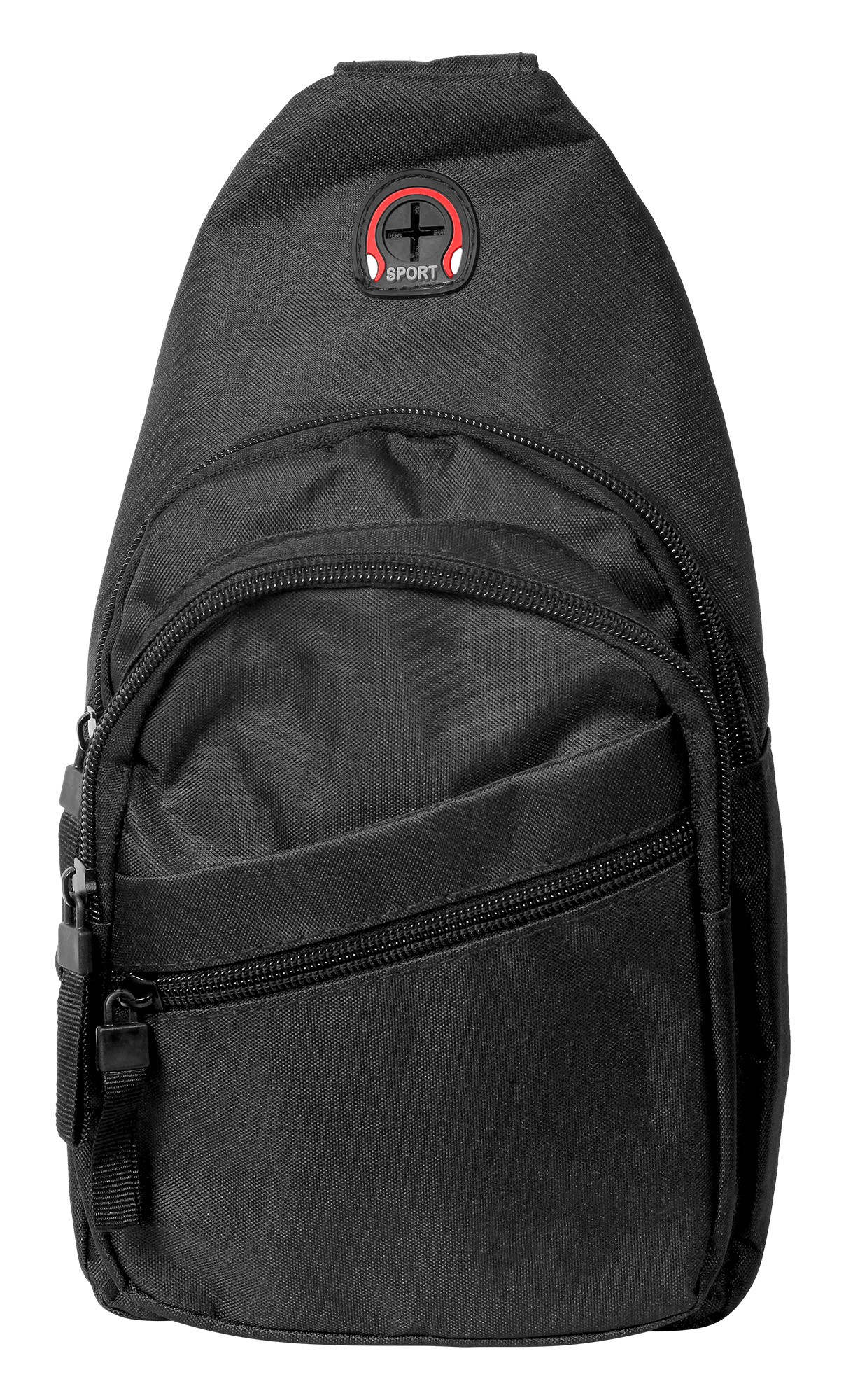 Brusttasche aus Textil mit verstellbaren Gurt, schwarz