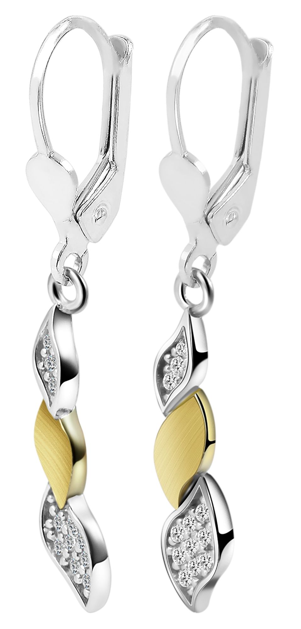 925/- Echt Silber Ohrhänger "Matea" mit Zirkoniabesatz, bicolor, 925/rhodiniert