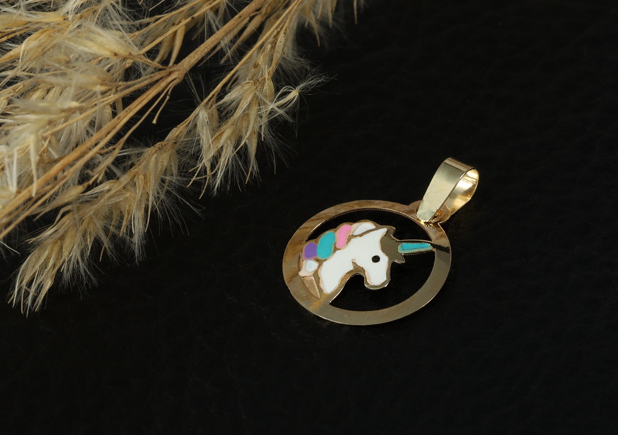 "Sternenschweif" 333/- Gold, Kinder Anhänger, Einhorn, 8 Karat