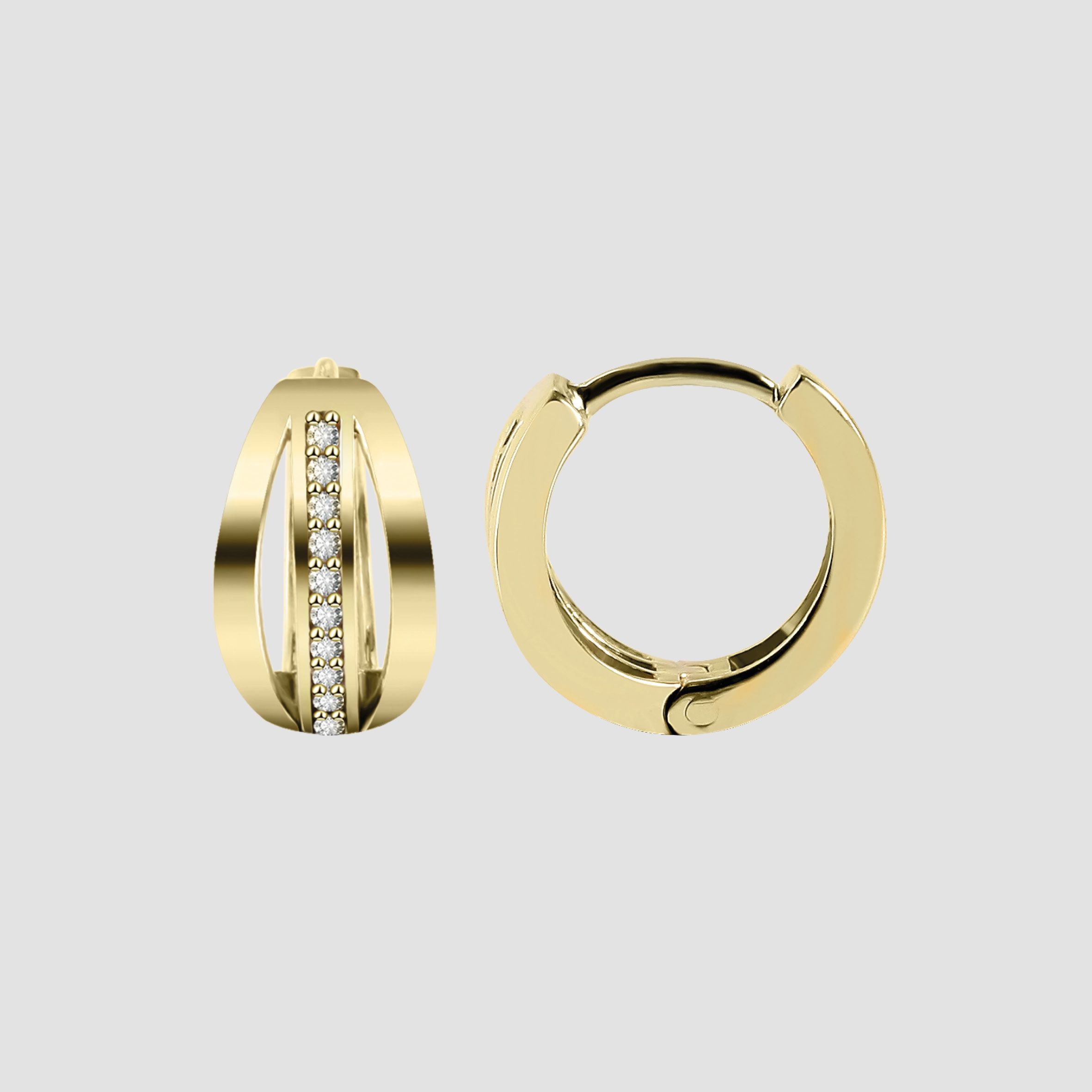333/- Gold "Madeline"  Klapp-Creolen mit Zirkoniabesatz
