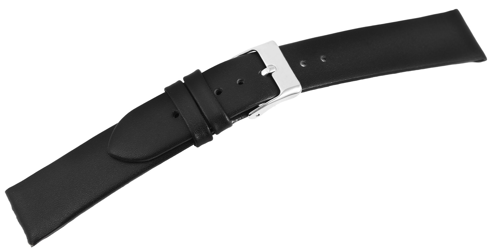 Echtleder-Uhrenarmband, Edelstahl Dornschließe, schwarz, 18 mm