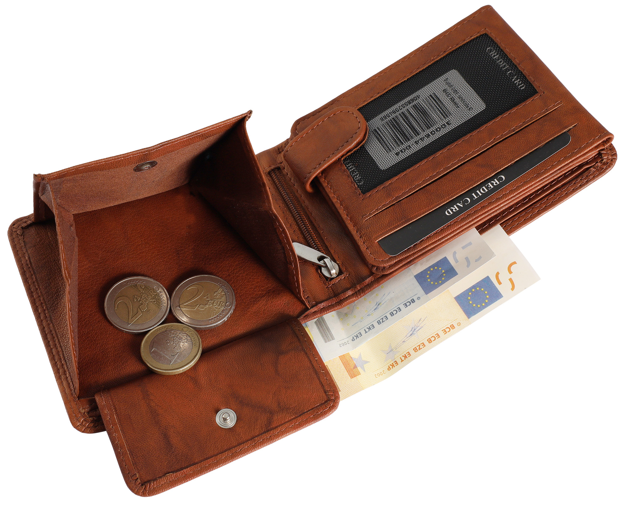 Leonardo Verrelli Echtleder (Antik) Geldbörse, RFID, Querformat, braun (cognac)