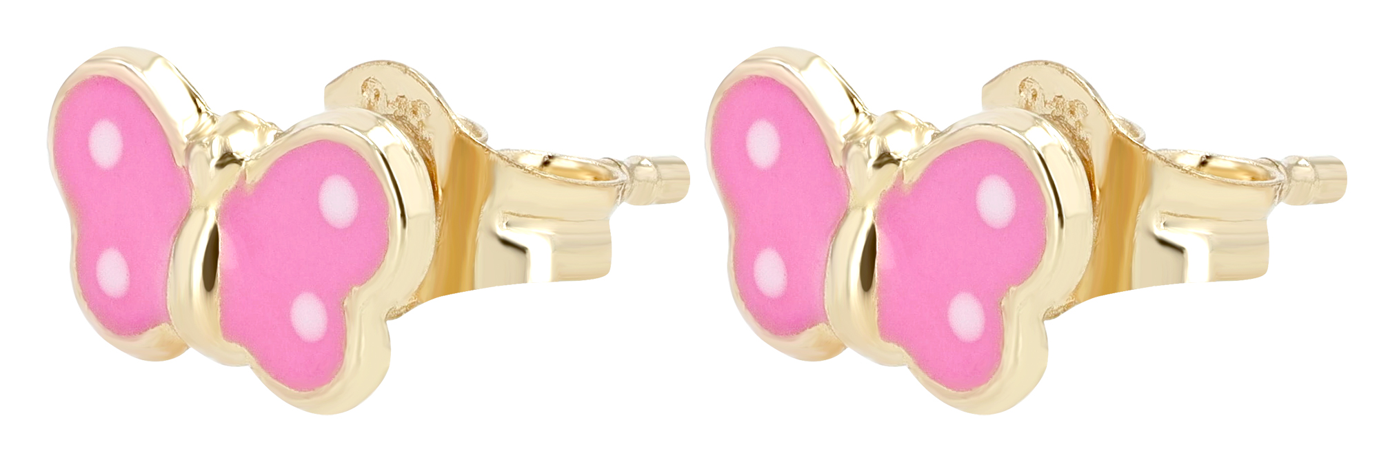 333/- Gold "Yara" Ohrstecker Schmetterling, Gelbgold, 8 Karat, Kinder, Gold mit pink/ weiß