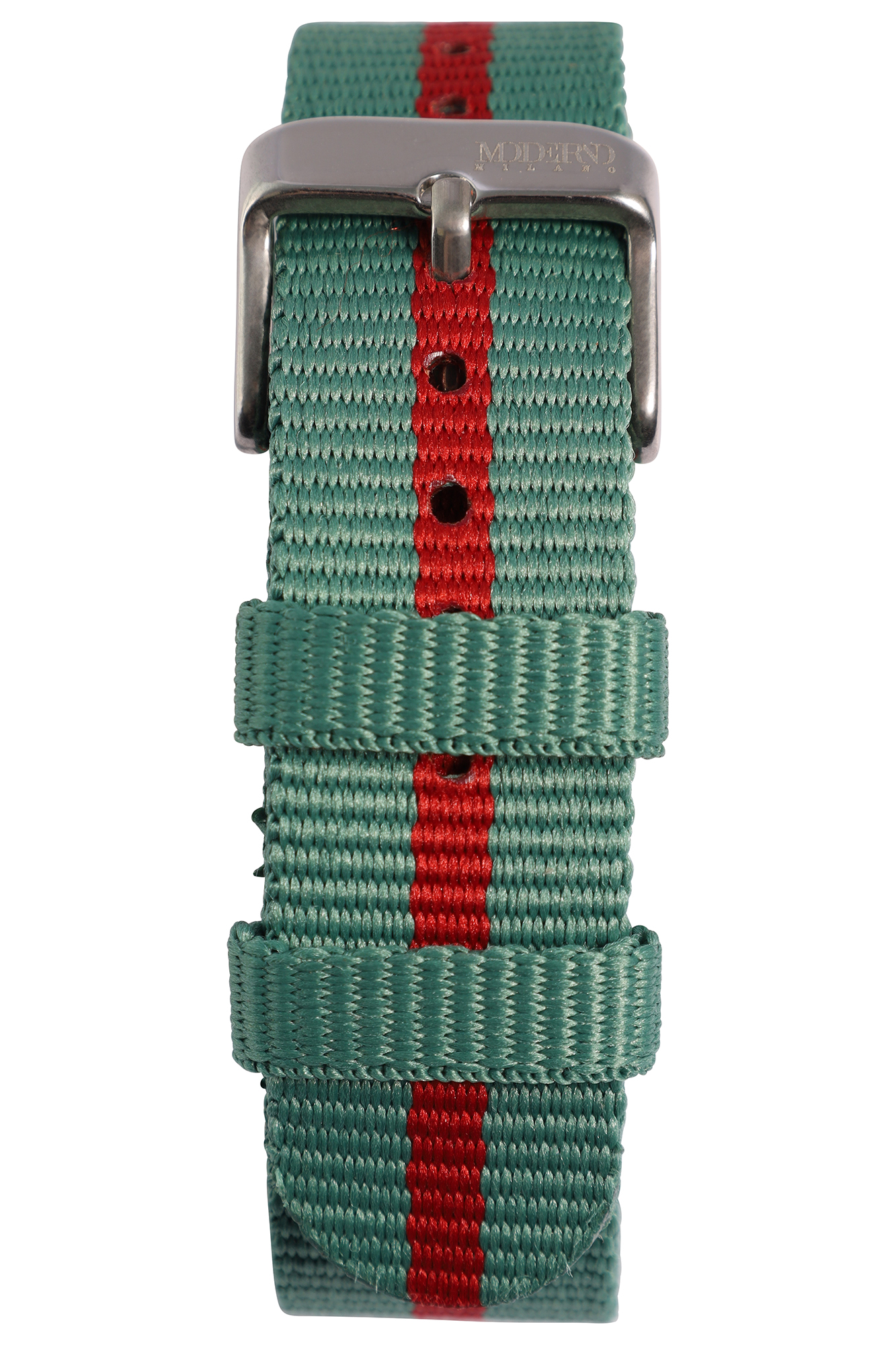 Moderno Milano - Nylon-NATO-Band, 18 mm (grün/ rot)