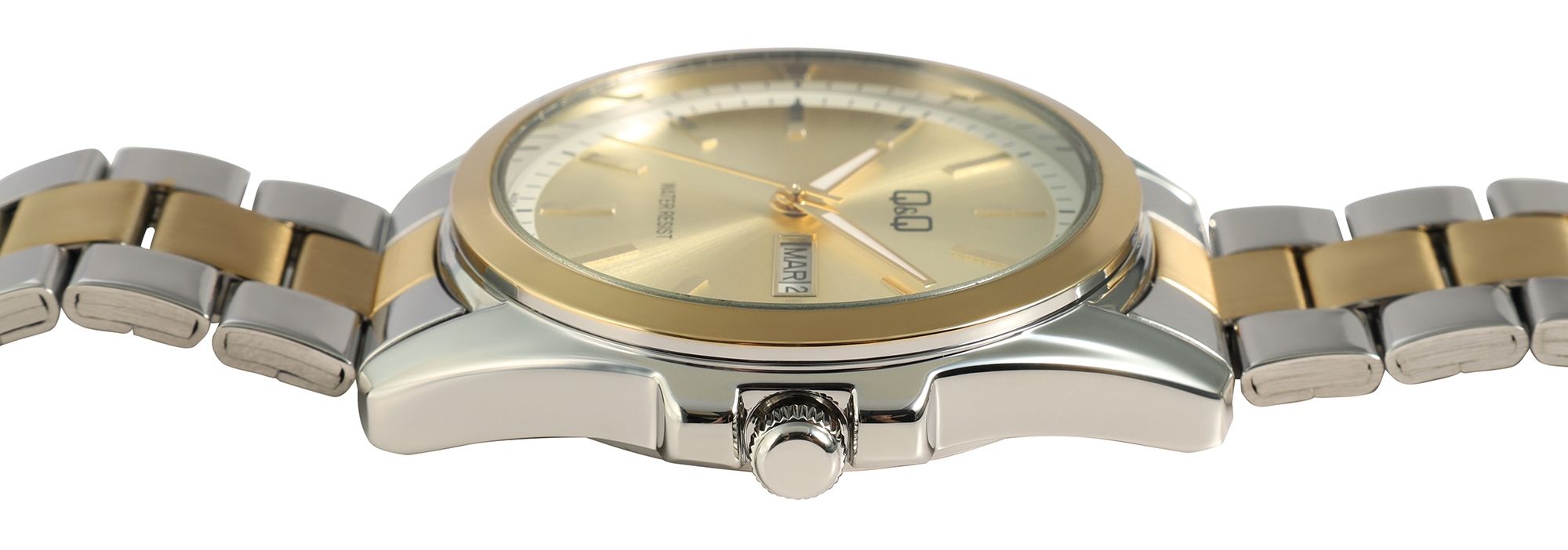 Q&Q Herrenuhr mit Edelstahlarmband, Ø 41 mm, bicolor
