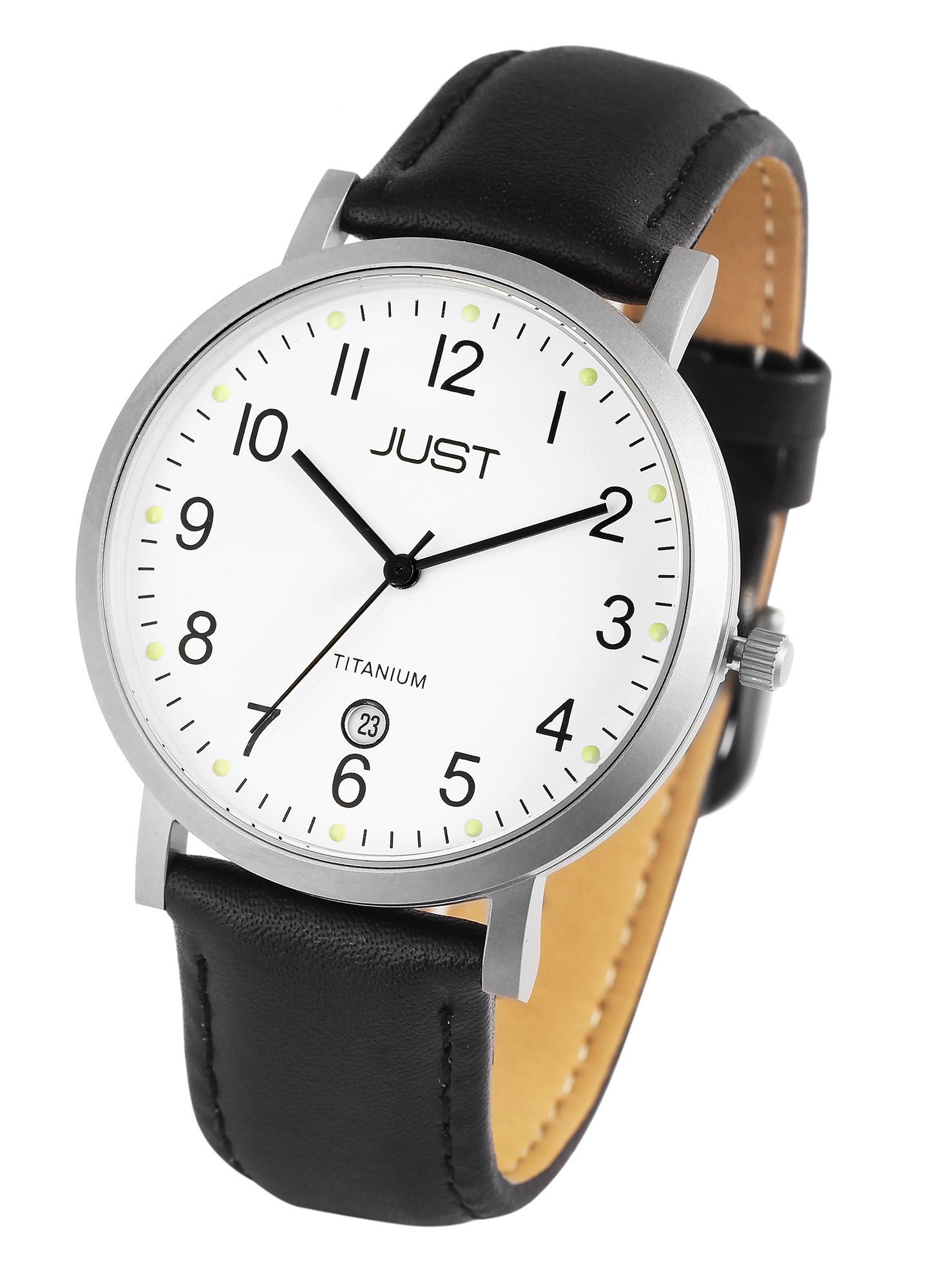 Just Titan Herrenuhr "Keenan" mit Echtlederband, 5 ATM, schwarz/weiß