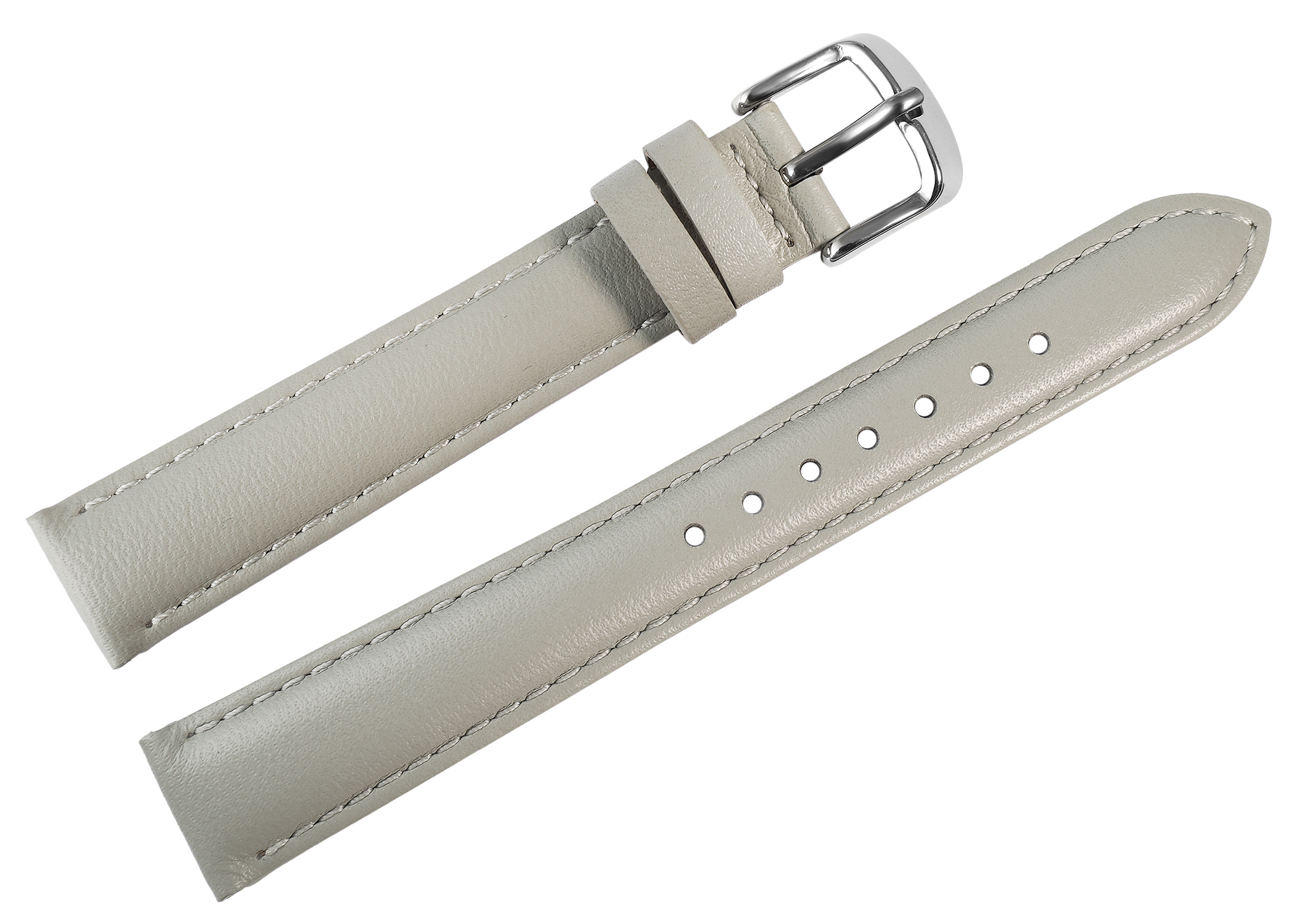 Gr 12 mm Uhrenarmband aus Echtleder in grau, genäht