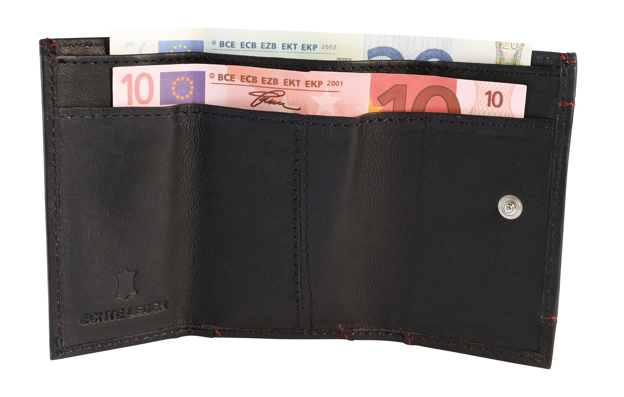 Excellanc Echtleder Mini-Geldbörse (Schlüsselfach), schwarz/rot