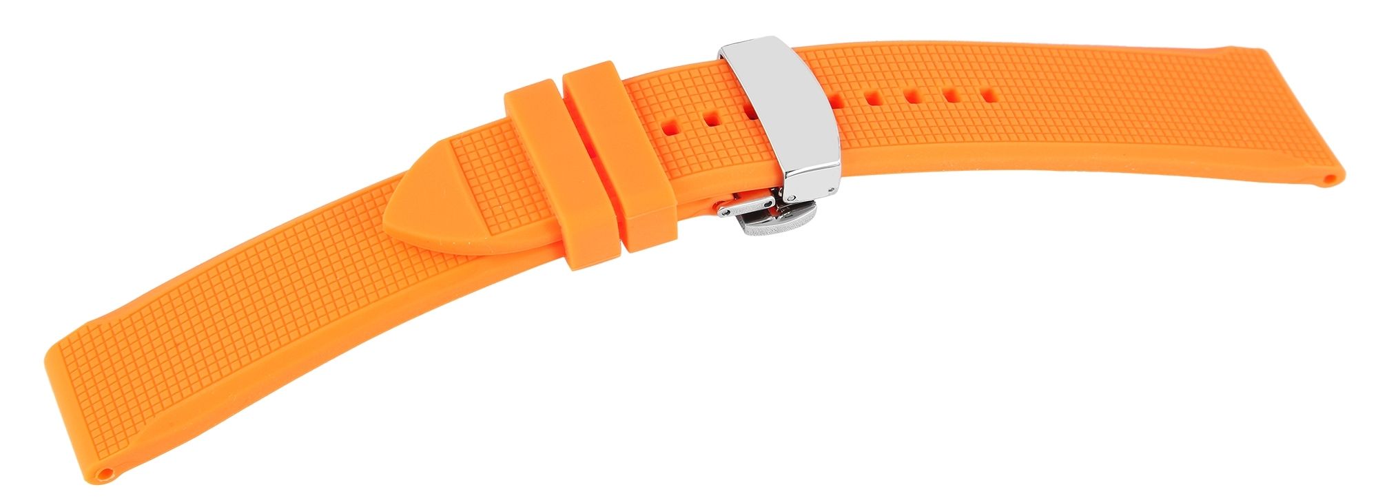 Silikon-Uhrenarmband, orange, Butterfly-Faltschließe, 22 mm
