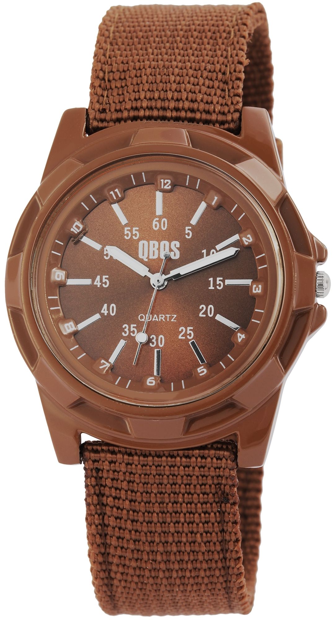 QBOS Herrenuhr mit Textilarmband, braun