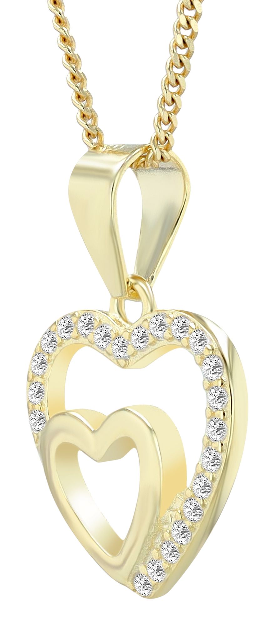 "Cariela" 925/- Echt Silber Anhänger - Herz (o. Kette) , Zirkonia, vergoldet