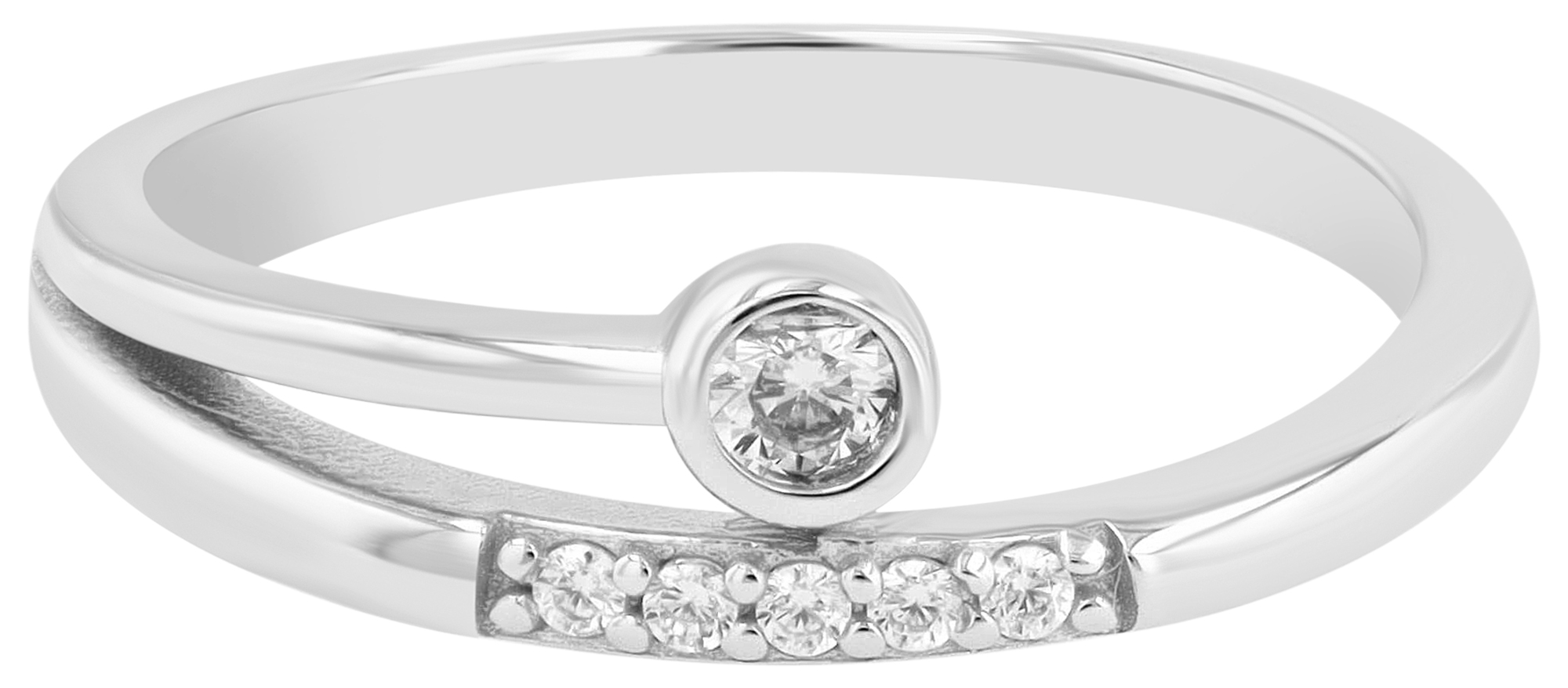 "Madeline" 925/- Echt Silber Ring, Zirkoniabesatz, rhodiniert, Gr. 54