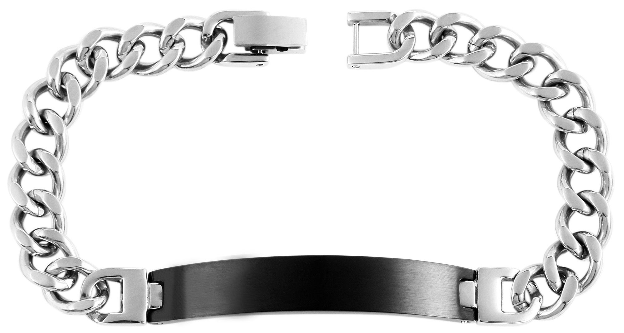 Akzent Panzerketten-Armband aus Edelstahl, silberfarben/schwarz