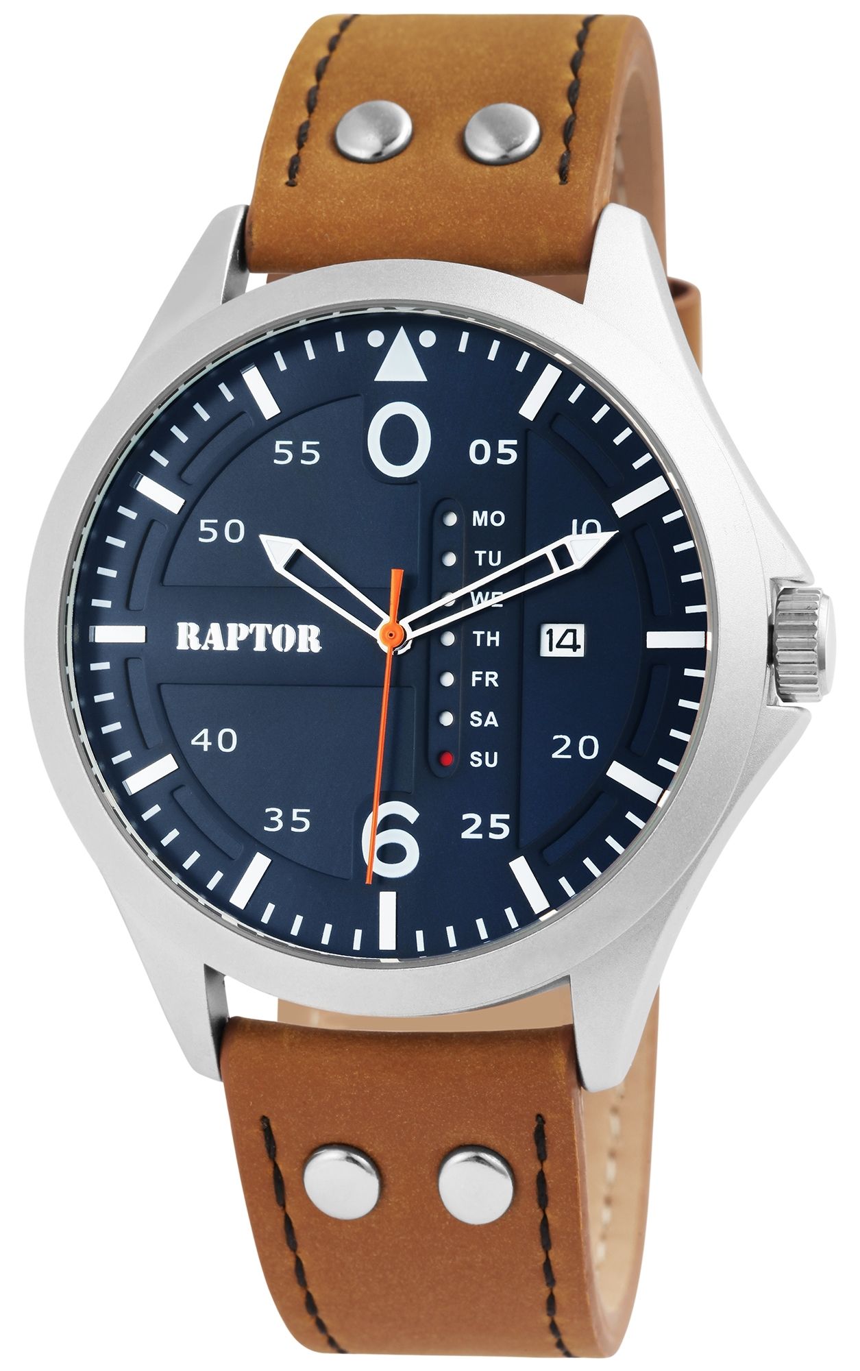 Raptor Herrenuhr "Damir" mit Echtlederarmband, braun
