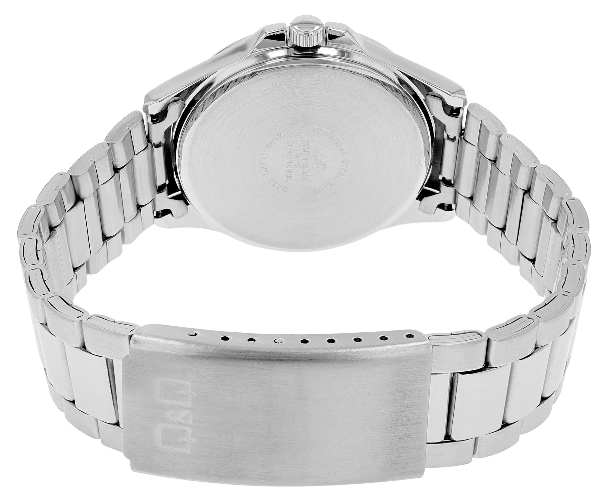 Q&Q Herrenuhr mit Edelstahlarmband, silberfarben/ZB weiß